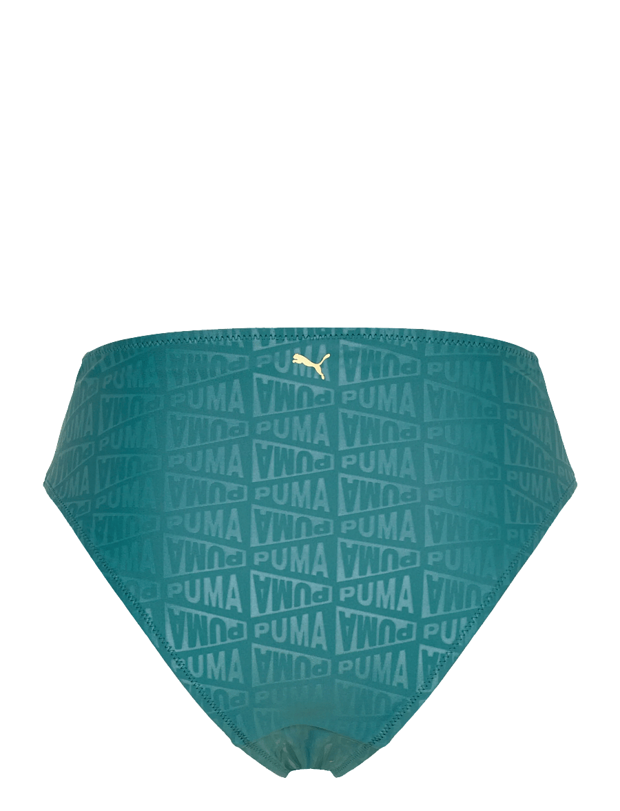 Puma Swim - PUMA SWIM WOMEN EMBOSSED HIGH WAIST BRIEFS 1P - bikinis - emerald ice - 1