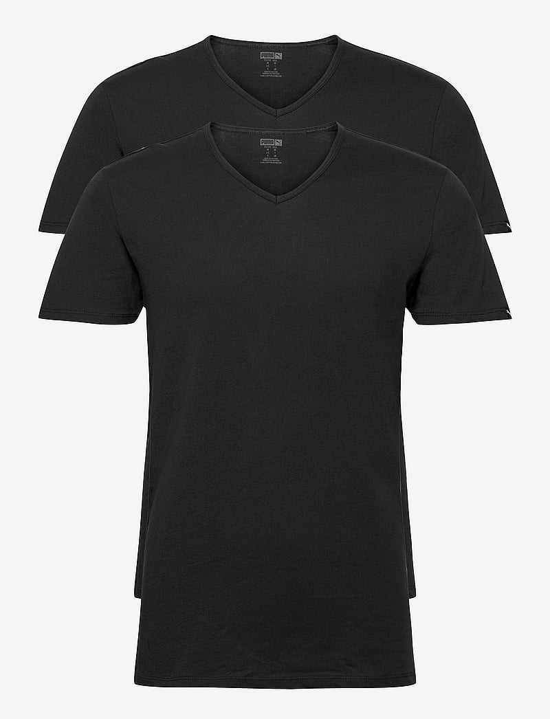 PUMA - PUMA BASIC 2P V-NECK TEE - oberteile & t-shirts - black - 1