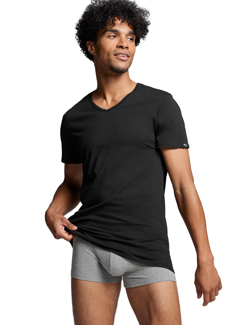 PUMA - PUMA BASIC 2P V-NECK TEE - oberteile & t-shirts - black - 0