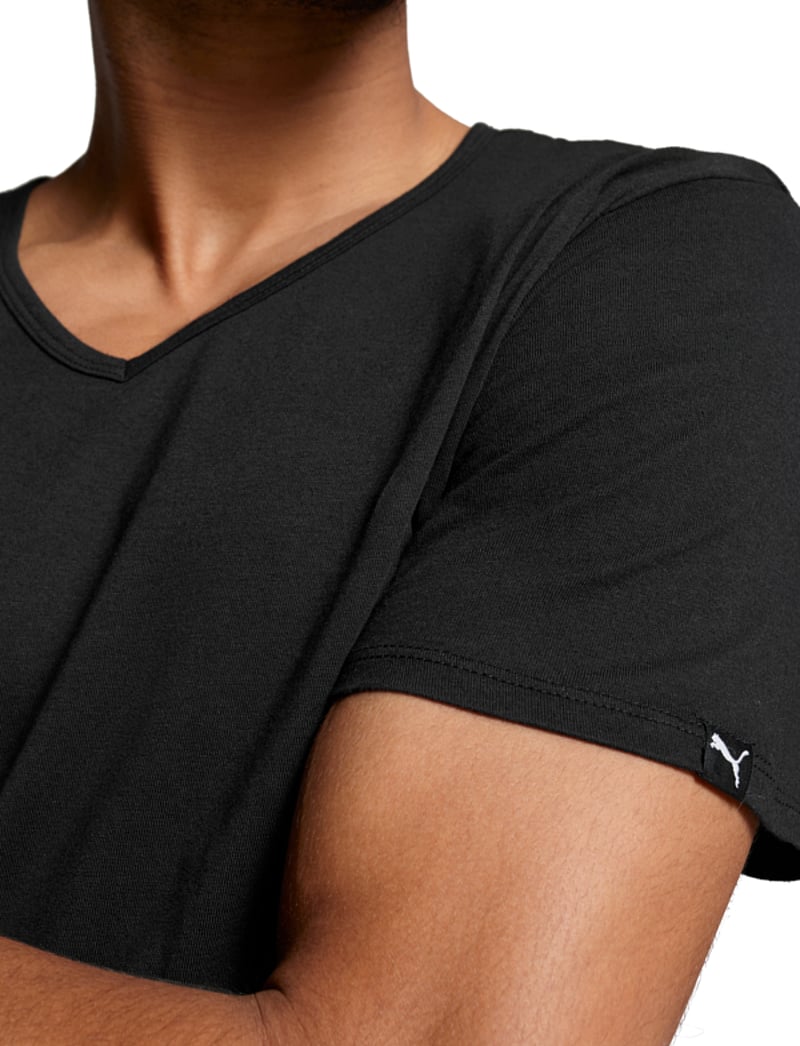 PUMA - PUMA BASIC 2P V-NECK TEE - oberteile & t-shirts - black - 4