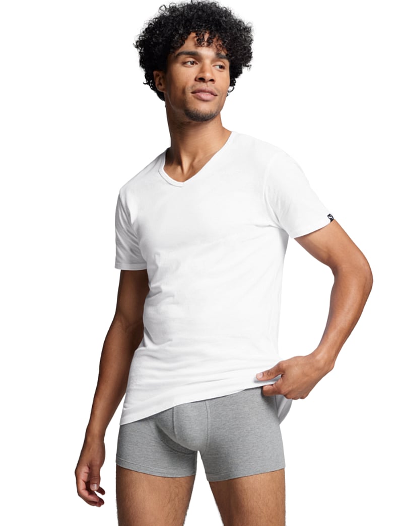 PUMA - PUMA BASIC 2P V-NECK TEE - topi un t-krekli - white - 0