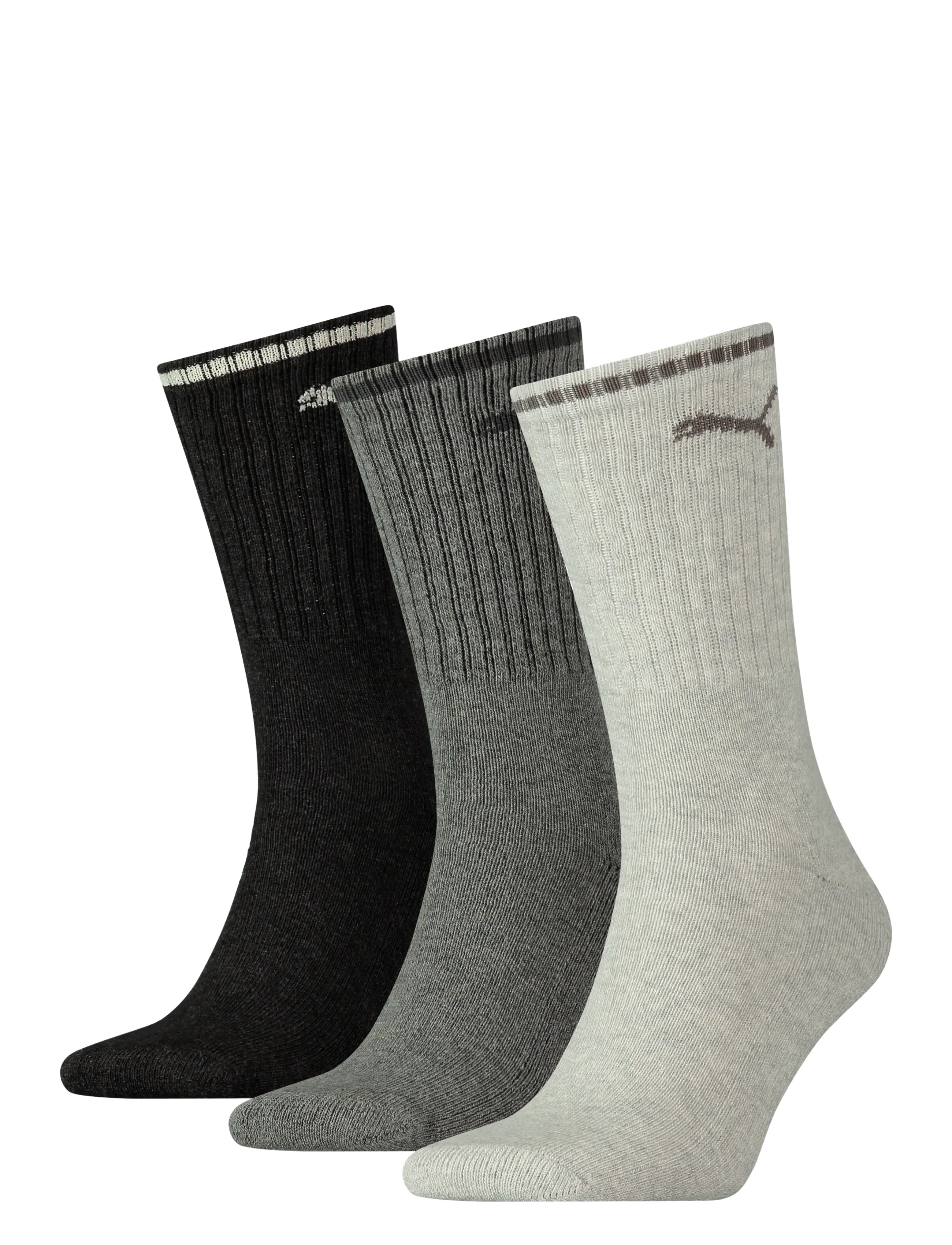 PUMA Puma Unisex Striped Crew Sock 3P, 39-42, Grey, Sokker > Almindelige Sokker, Dame