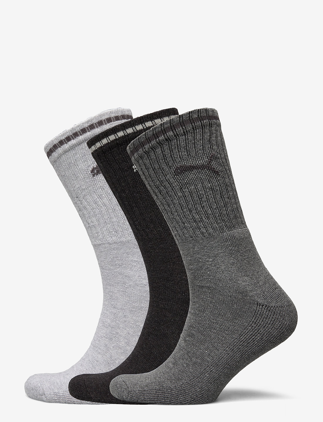 PUMA - PUMA UNISEX STRIPED CREW SOCK 3P - sportstrømper - anthracite / grey - 0