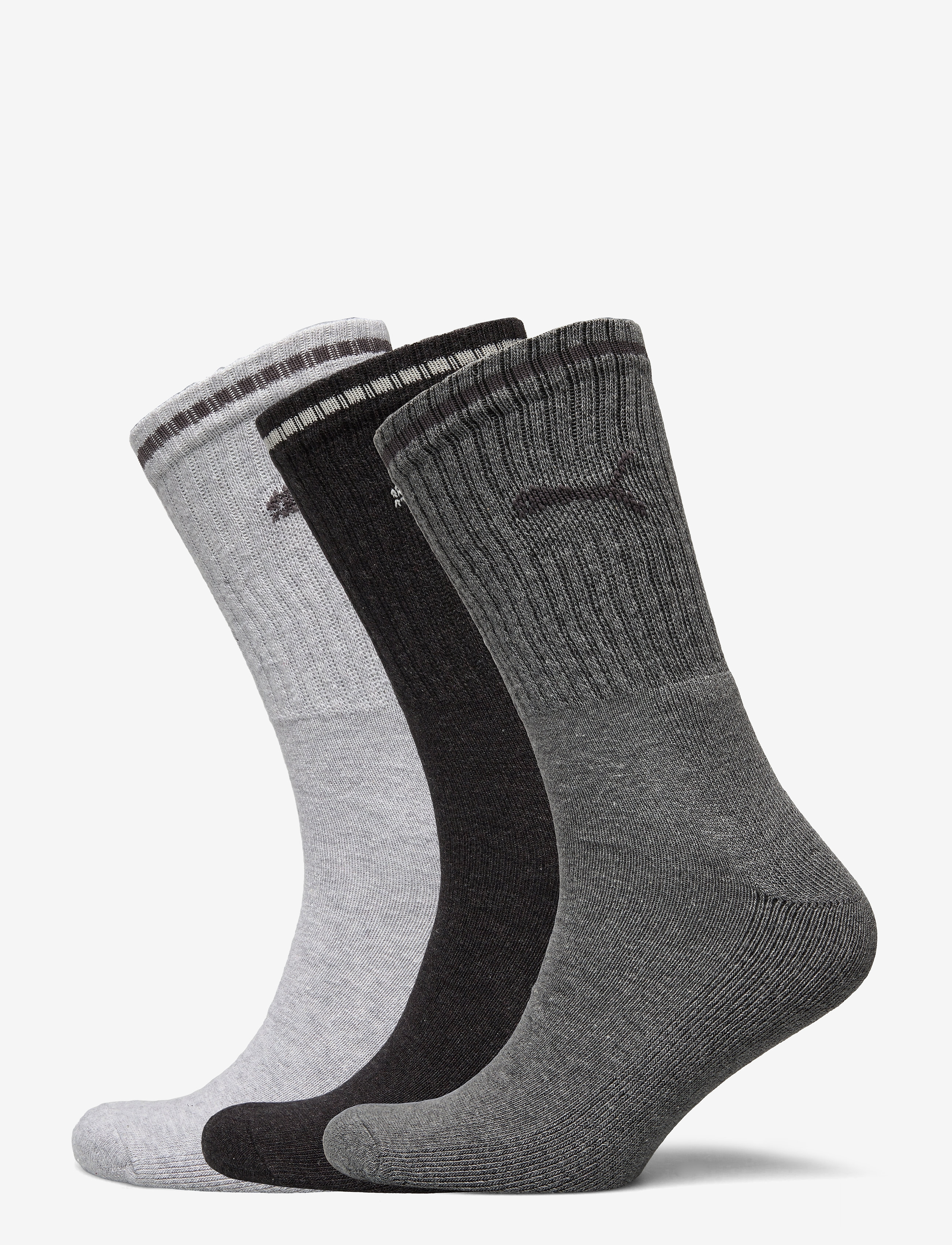 PUMA UNISEX STRIPED CREW SOCK 3P - ANTHRACITE / GREY