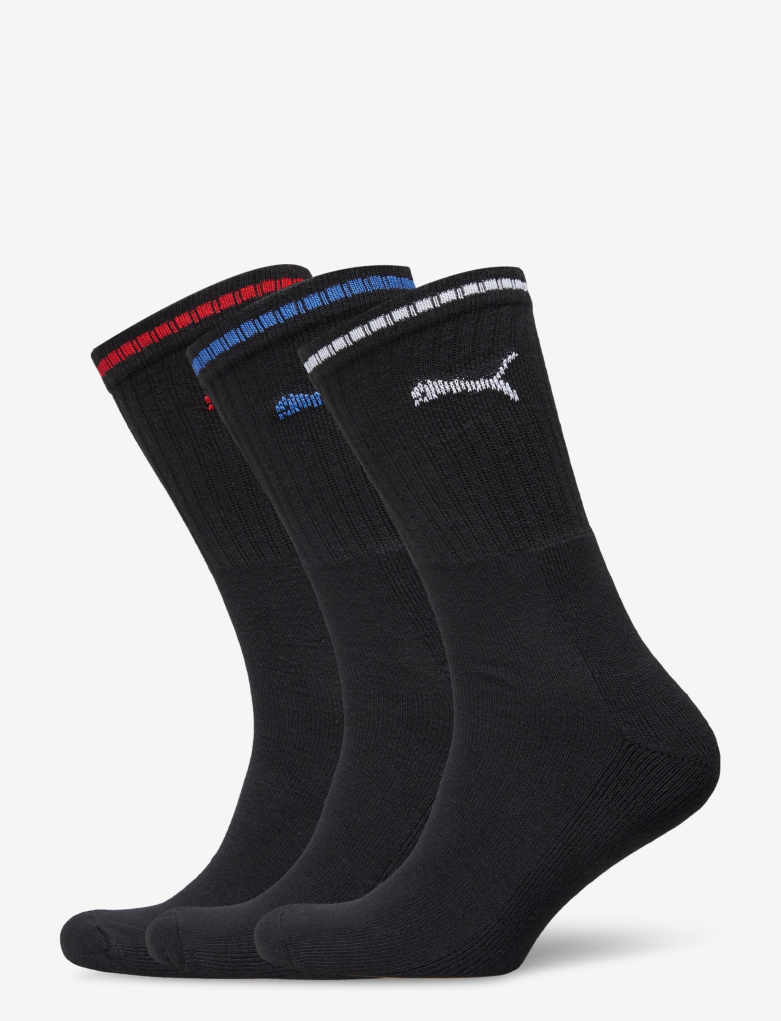 PUMA Unisex Striped Crew Sock 3P, Mænd, Crew Sokker, Sort, Str: 43-46