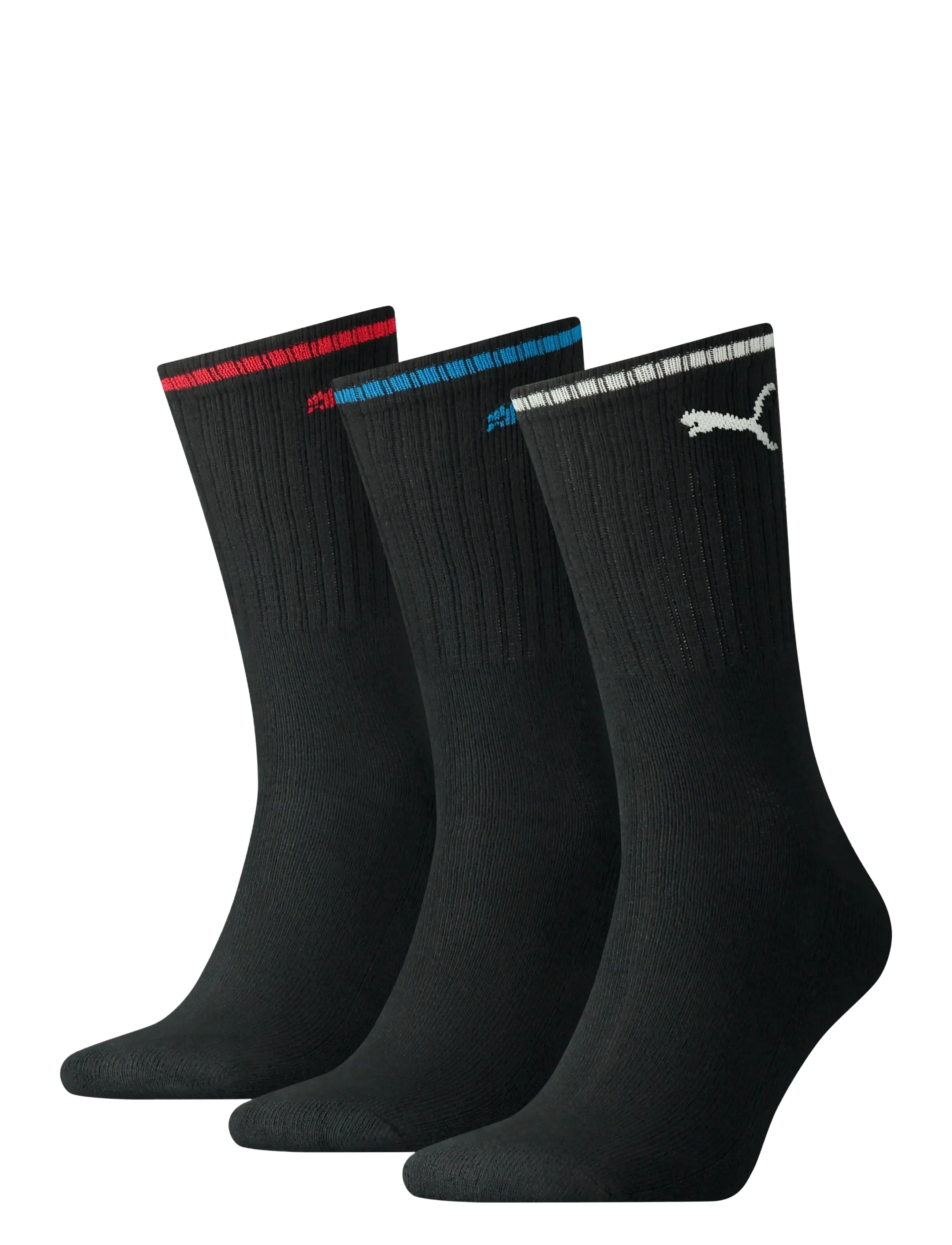PUMA - PUMA UNISEX STRIPED CREW SOCK 3P - sportstrømper - black - 1
