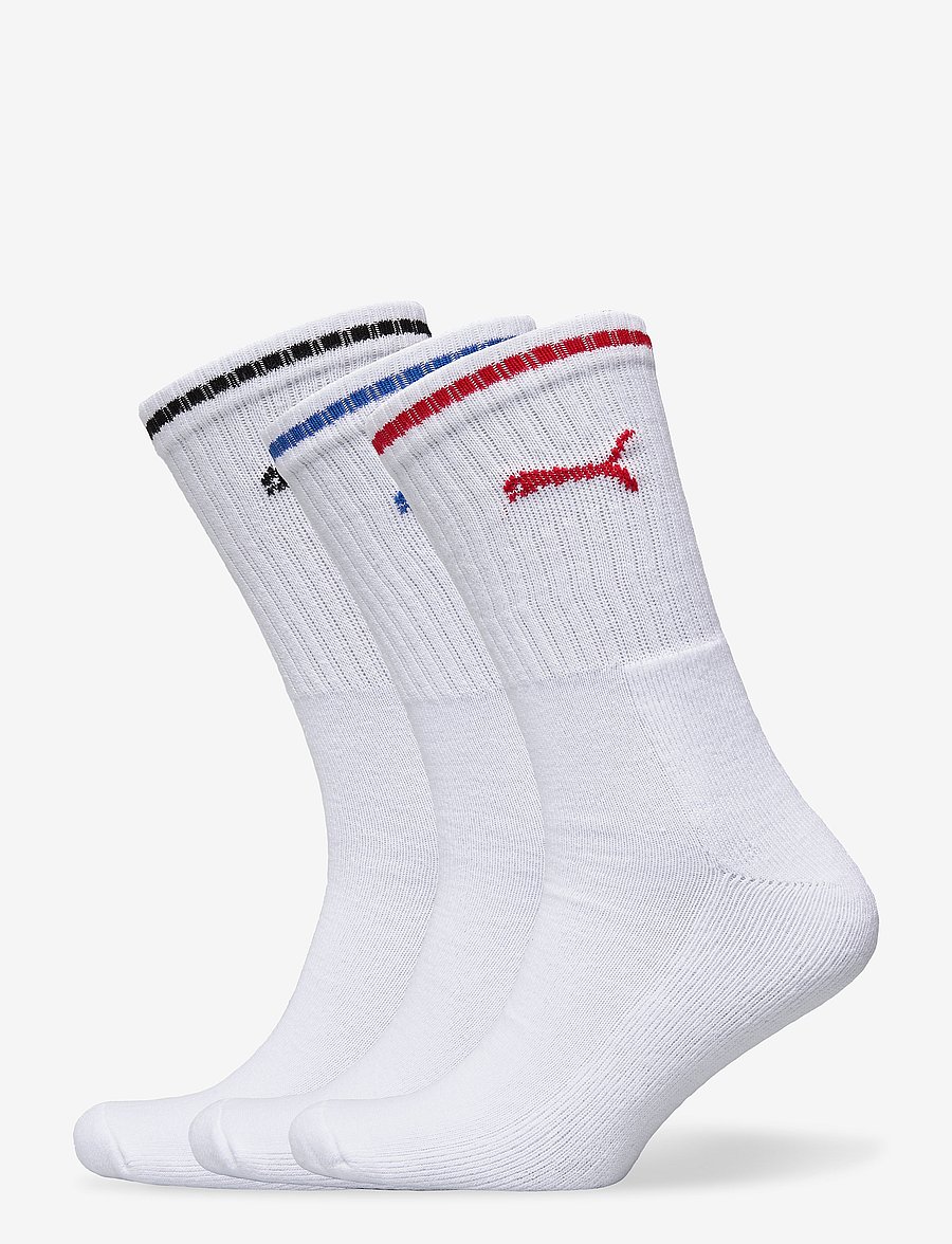 PUMA - PUMA UNISEX STRIPED CREW SOCK 3P - träningsstrumpor - white - 0