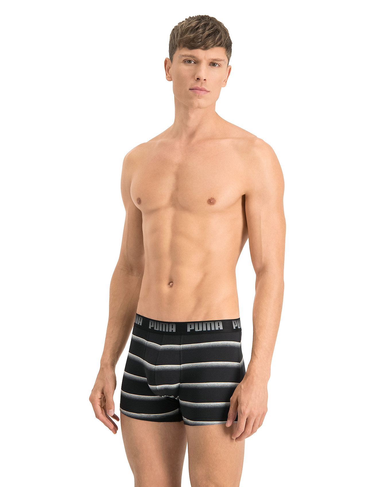PUMA - PUMA MEN GRADIENT STRIPE BOXER 2P - black / grey melange - 4