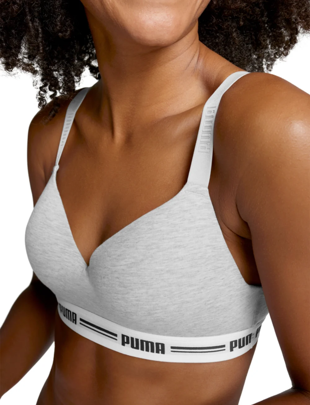 PUMA - PUMA WOMEN PADDED TOP 1P HANG - bügellose bhs - grey melange - 4