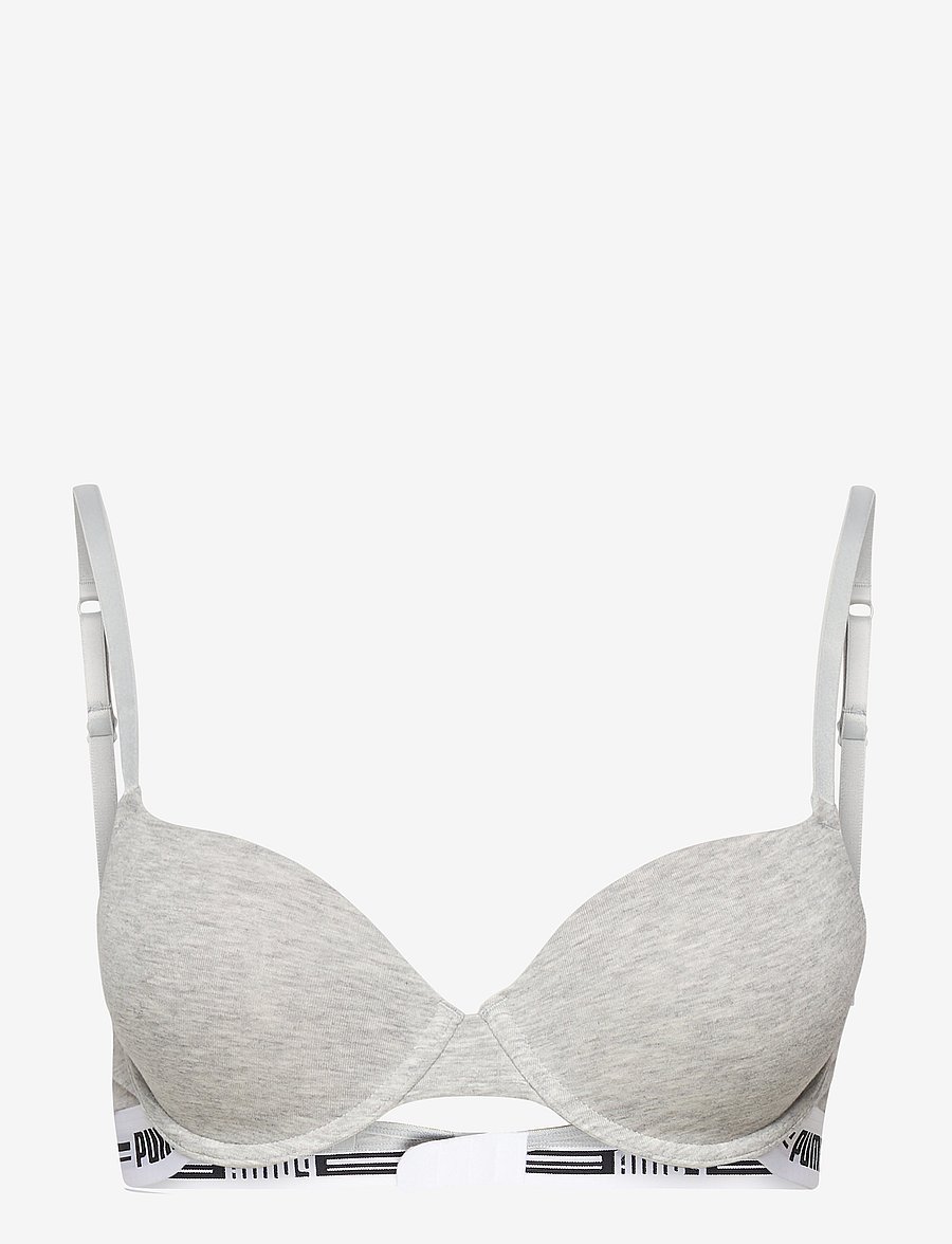 PUMA - PUMA WOMEN T-SHIRT BRA 1P - soutiens-gorge de sport - grey melange - 1