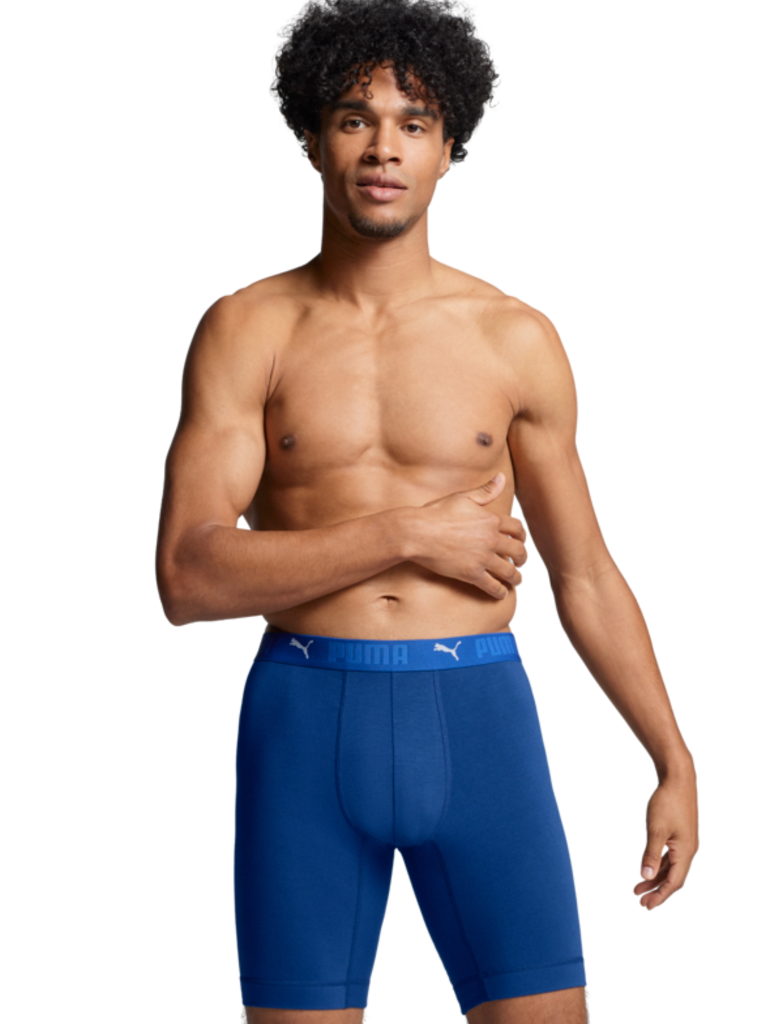 PUMA Men Sport Cotton Long Boxers 2, Mænd, Lange Boxershorts, Blå, Str: XL