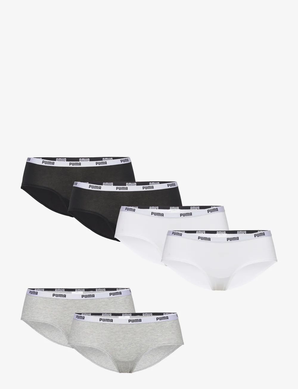 PUMA - PUMA WOMEN HIPSTER 6P ECOM - underkläder - white / grey / black - 0