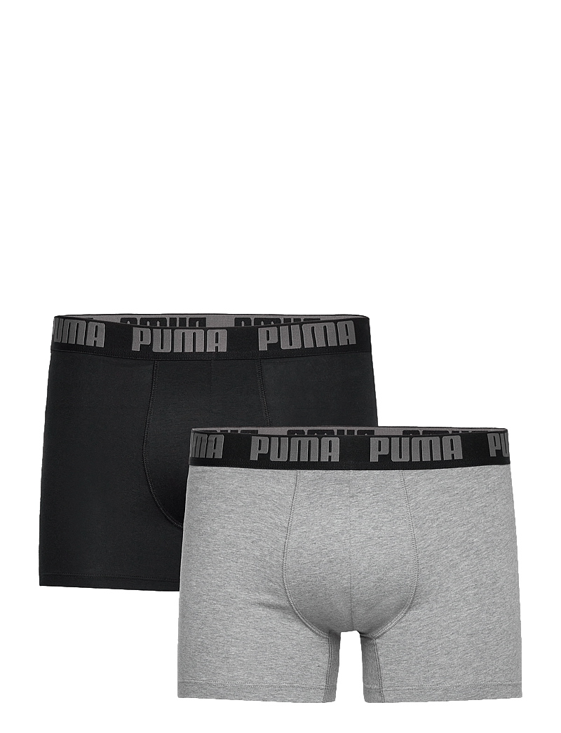 PUMA - PUMA MEN EVERYDAY BASIC BOXERS 2P - boxerkalsonger - grey melange / black - 1