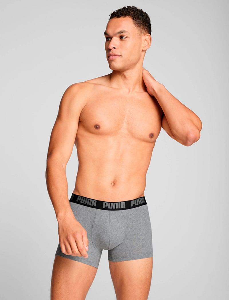 PUMA - PUMA MEN EVERYDAY BASIC BOXERS 2P - boxerkalsonger - grey melange / black - 0