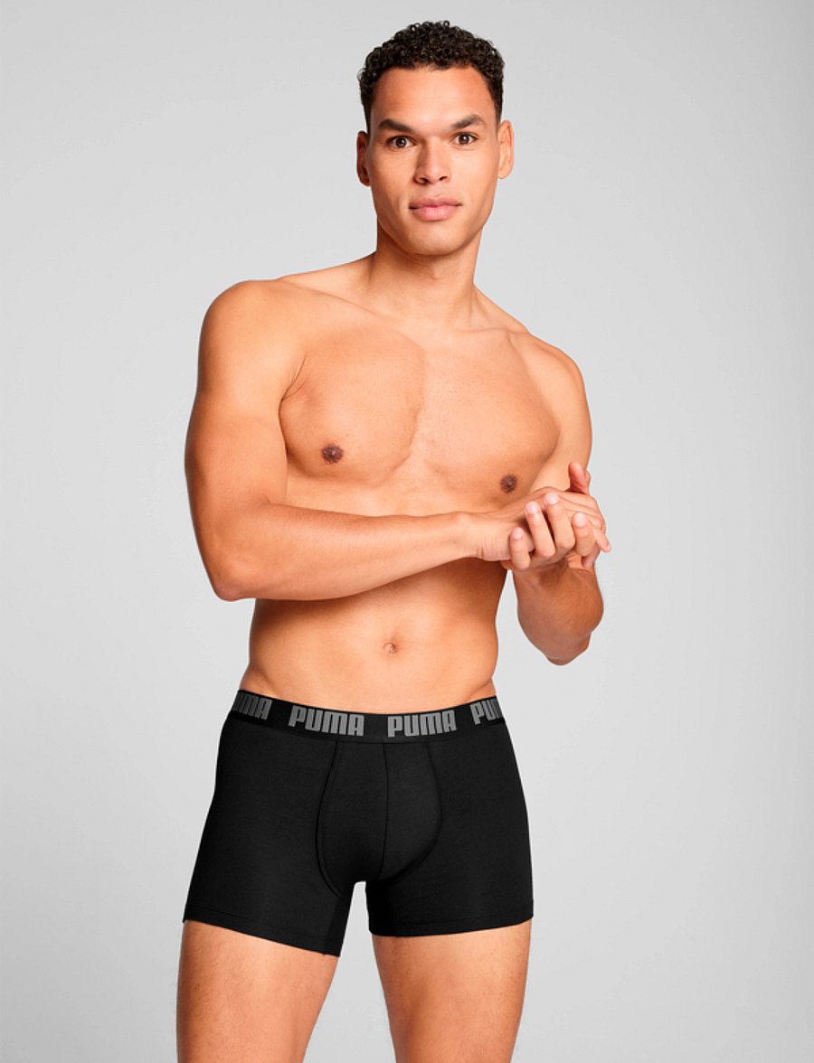 PUMA - PUMA MEN EVERYDAY BASIC BOXERS 2P - boxershorts - grey melange / black - 2