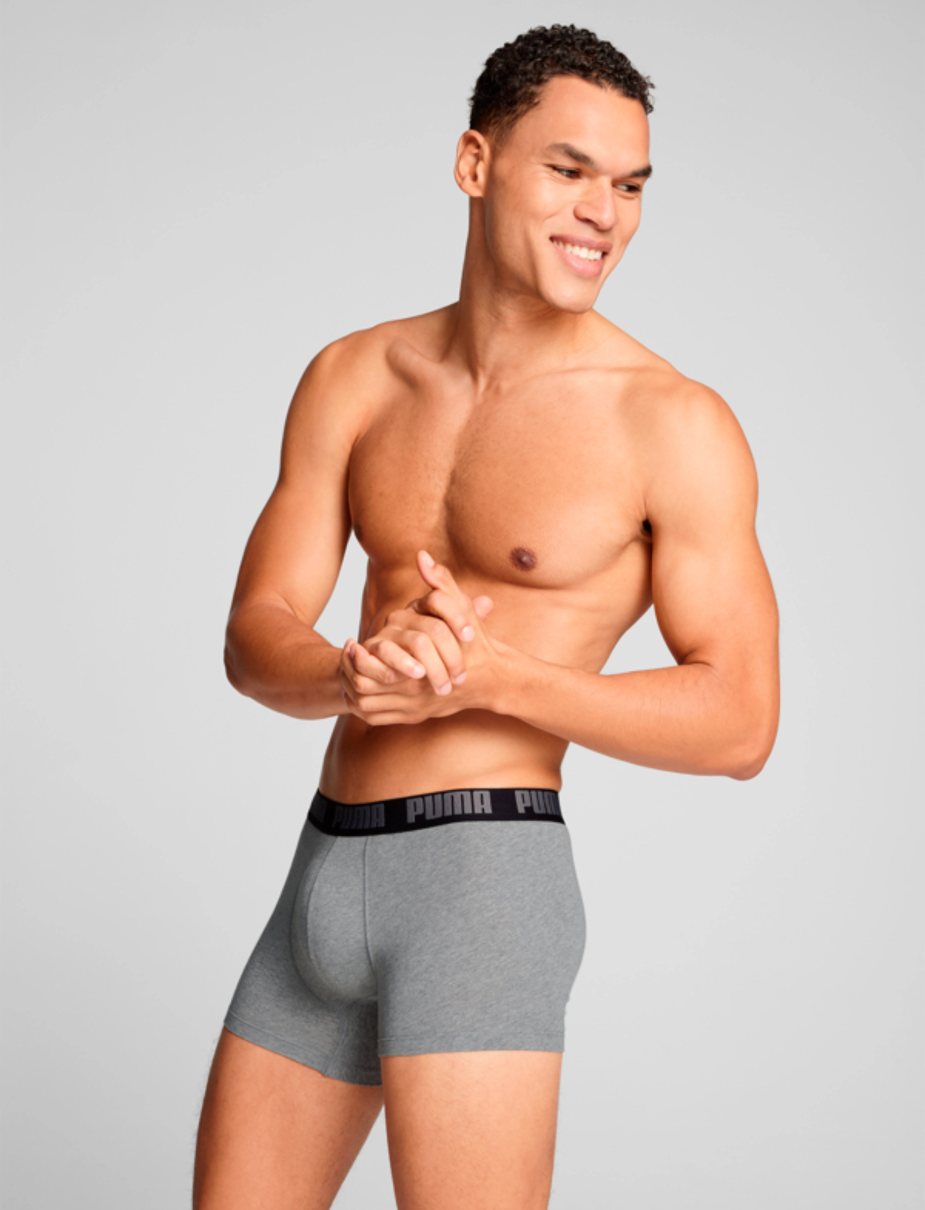 PUMA - PUMA MEN EVERYDAY BASIC BOXERS 2P - najniższe ceny - grey melange / black - 4