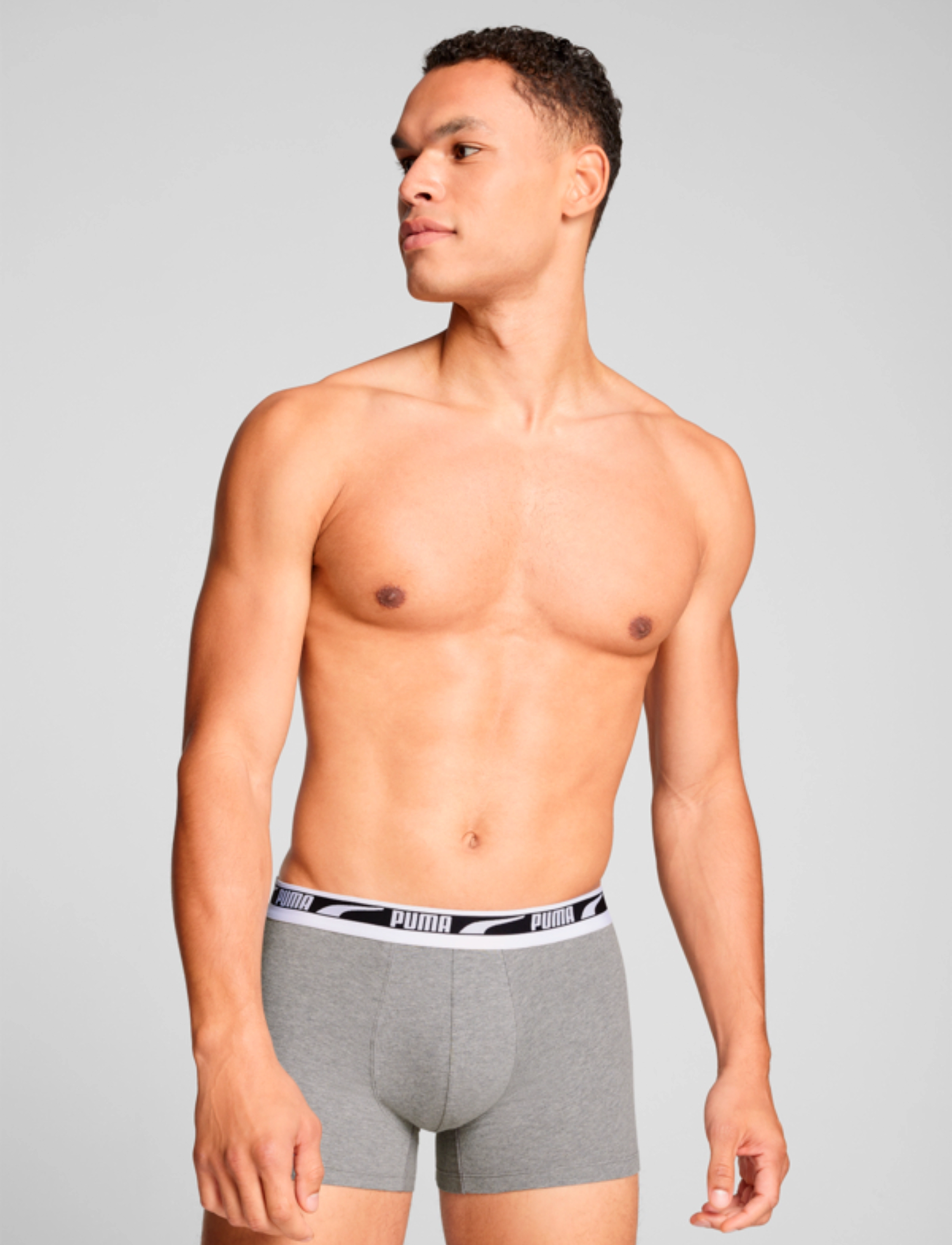PUMA - PUMA MEN EVERYDAY MULTI LOGO BOXERS 2P - bokserit - grey melange / black - 2