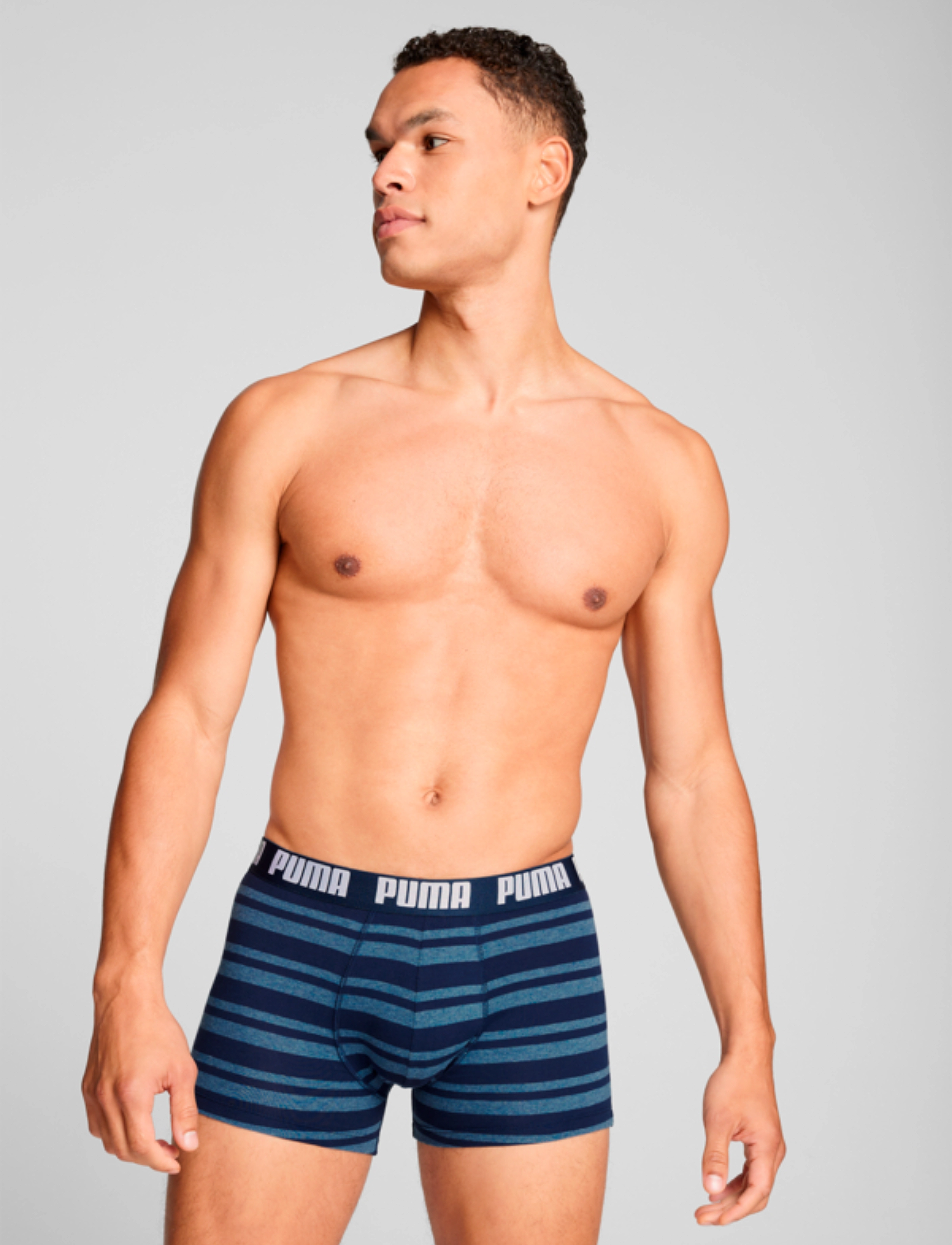 PUMA Men Everyday Striped Boxers 2P, S, Sport, Marineblau - Boxers, Männerswear
