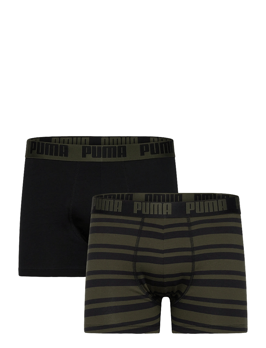 PUMA - PUMA MEN EVERYDAY STRIPED BOXERS 2P - boxershorts - forest night tonal - 0