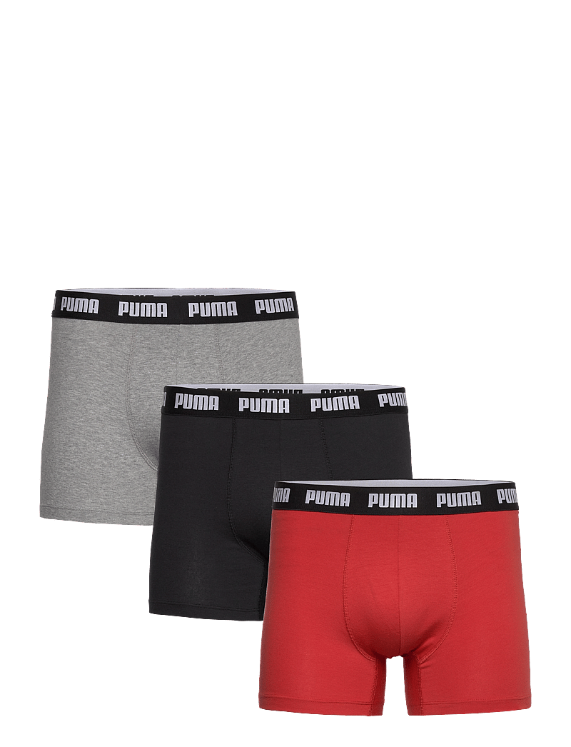 PUMA - PUMA MEN EVERYDAY BOXERS 3P - boxerkalsonger - red fire / grey / black - 0