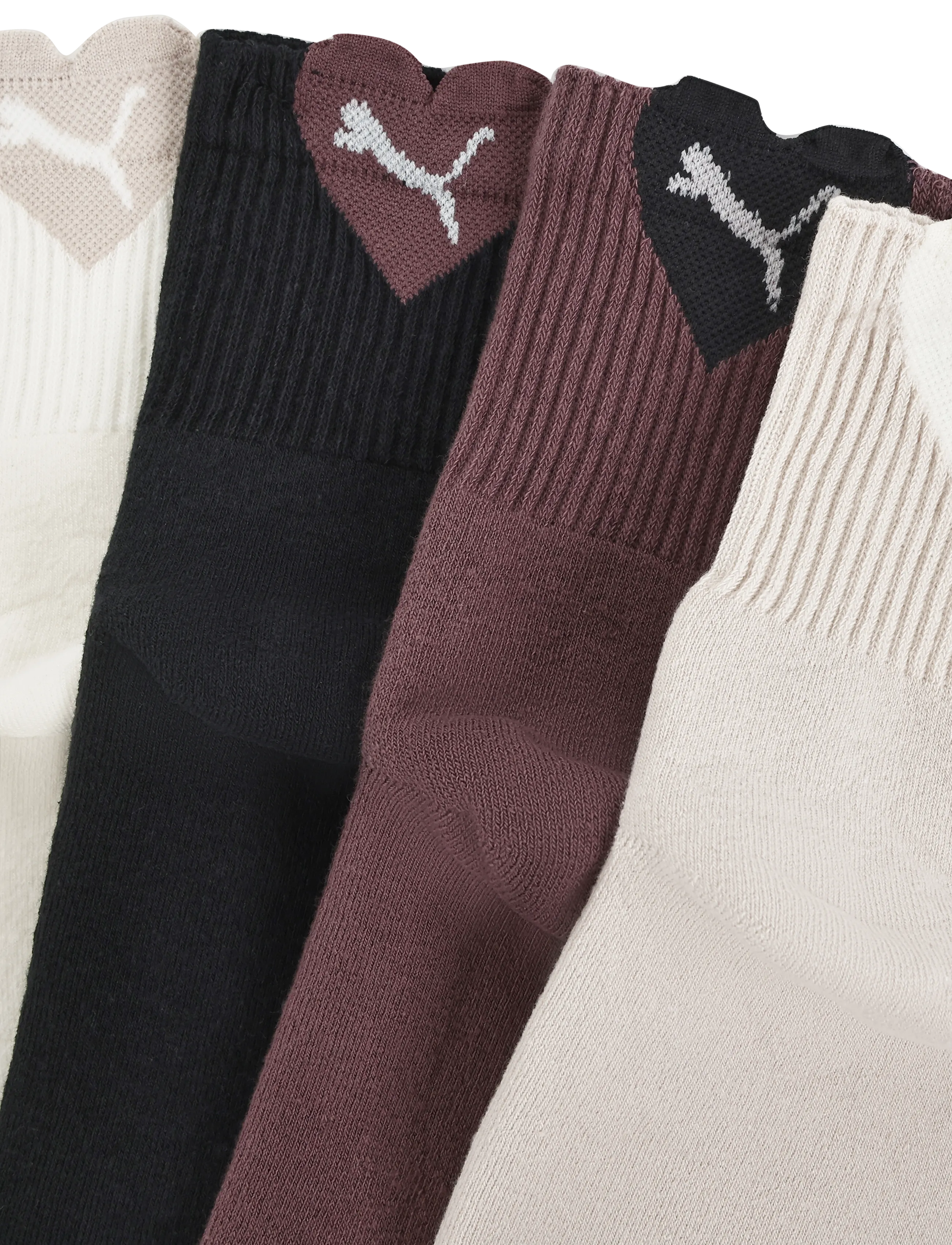 PUMA - PUMA WOMEN HEART LOGO SHORT CREW 4P ECOM - underwear & socks - silver fog / rich cocoa - 2
