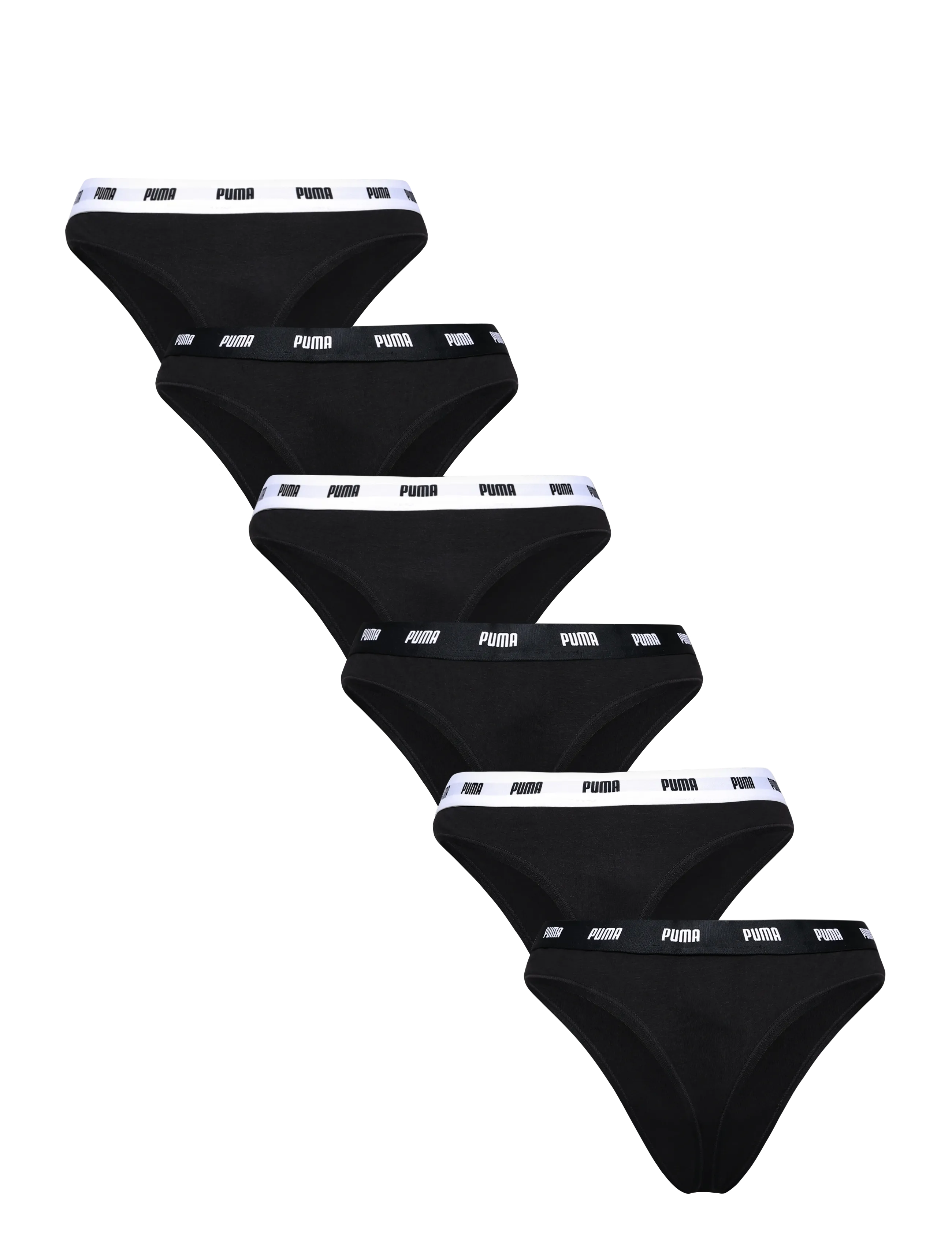 PUMA - PUMA WOMEN COTTON STRINGS 6P ECOM - briefs - black - 1