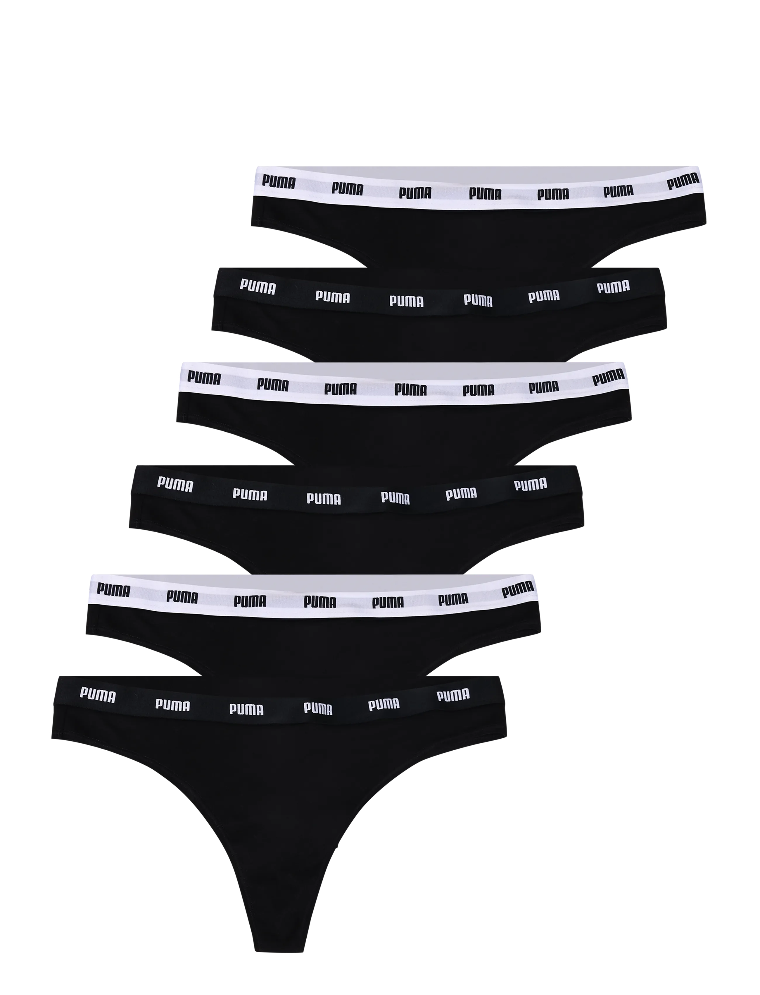 PUMA - PUMA WOMEN COTTON STRINGS 6P ECOM - briefs - black - 3