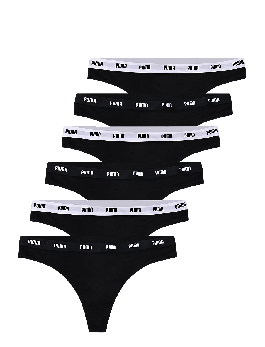 PUMA - PUMA WOMEN COTTON STRINGS 6P ECOM - unterwäsche & socken - black - 3
