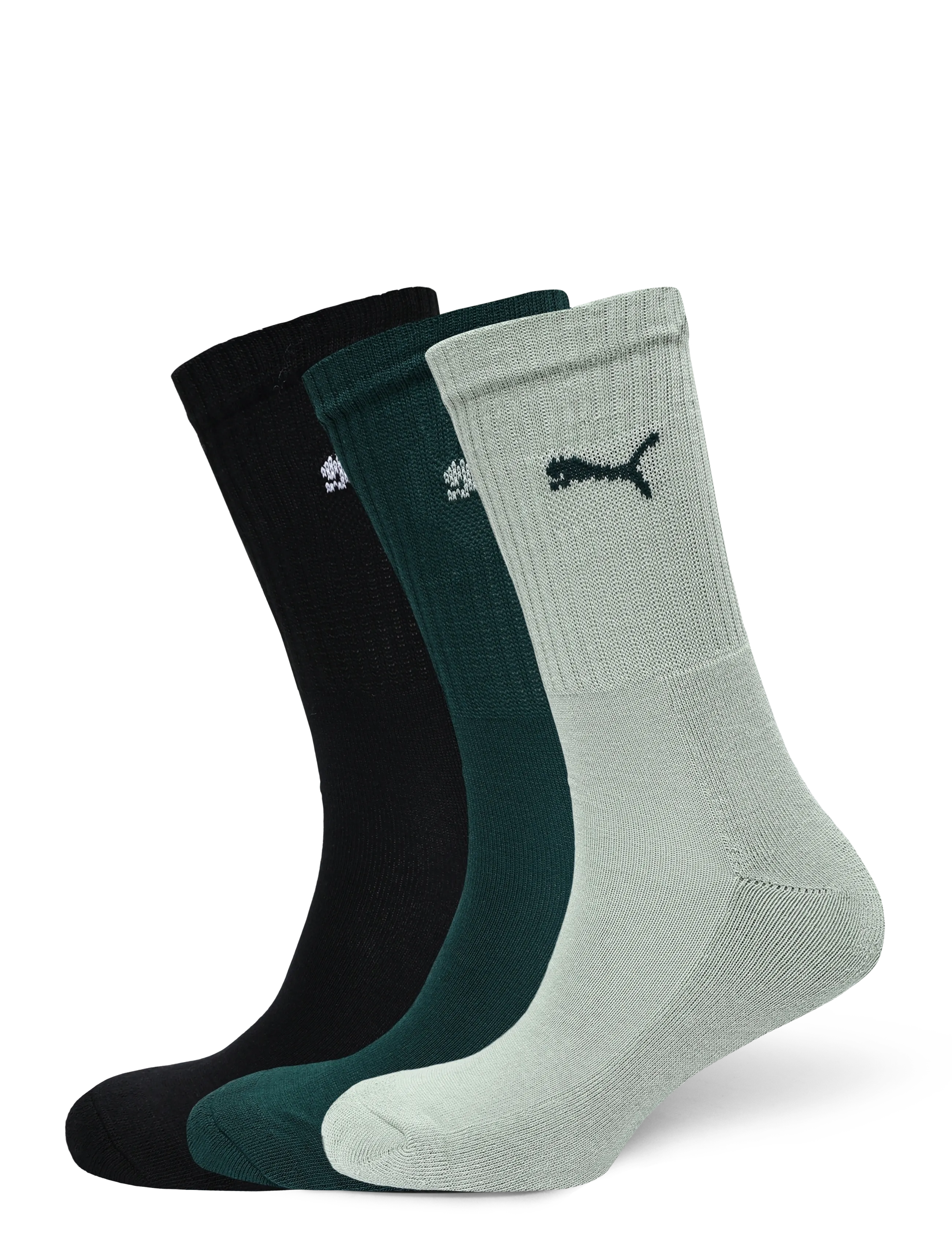PUMA PUMA UNISEX CREW SOCK 3P - Kleidung - GREEN / SOFT GRASS / BLACK / green