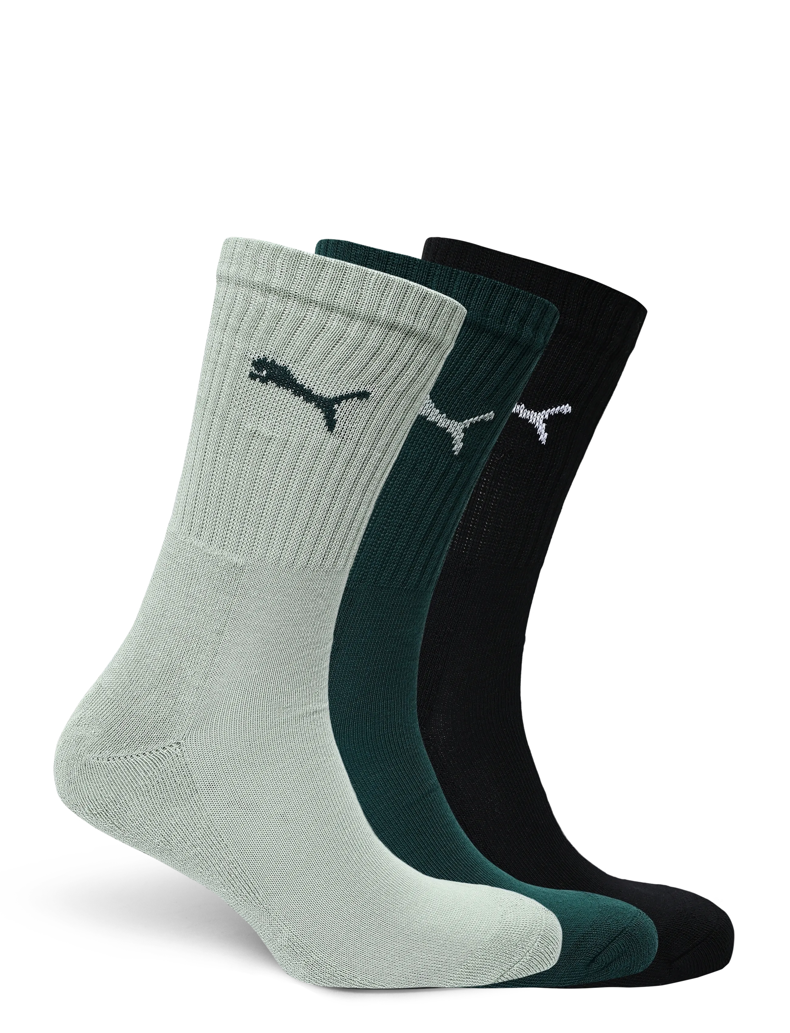 PUMA - PUMA UNISEX CREW SOCK 3P - strümpfe - green / soft grass / black - 1