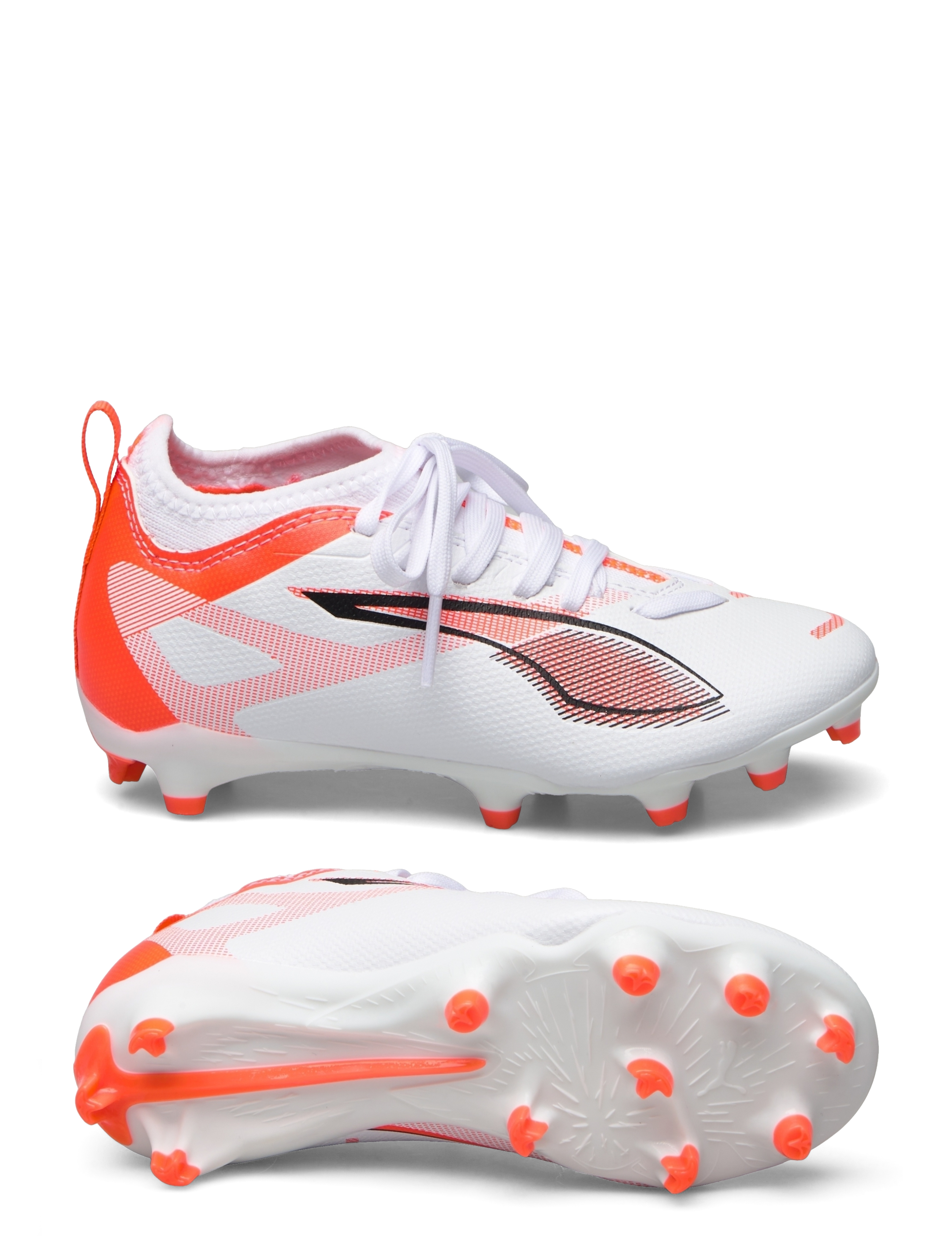 PUMA ULTRA 5 MATCH FG/AG Jr - Fotbollsskor - PUMA WHITE-PUMA BLACK-GLOWING RED / white