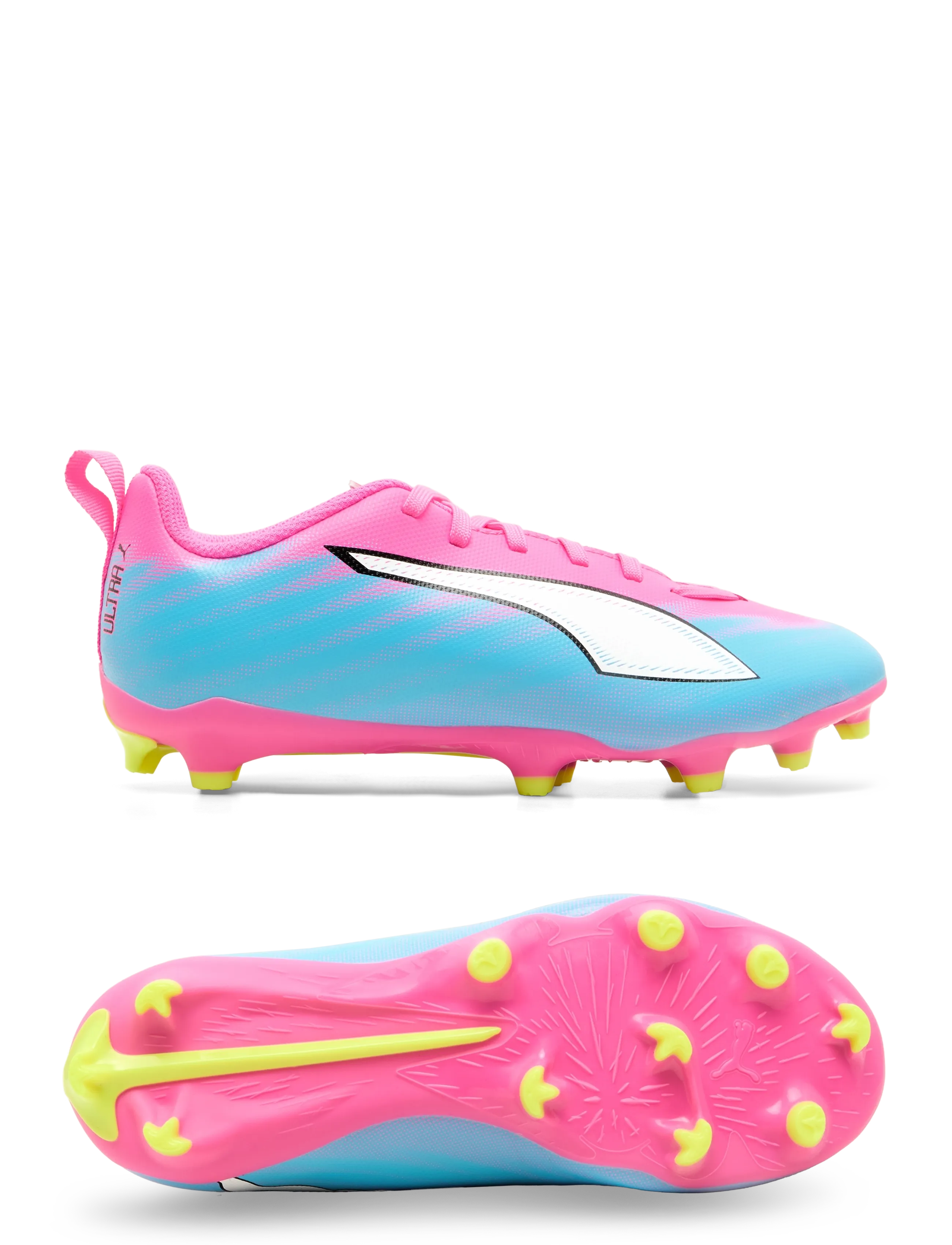 PUMA ULTRA 6 PLAY FG/AG Jr - Vis alt - POISON PINK-PUMA WHITE-SUN STREAM-BRIGHT AQUA-PUMA BLACK / pink/rose