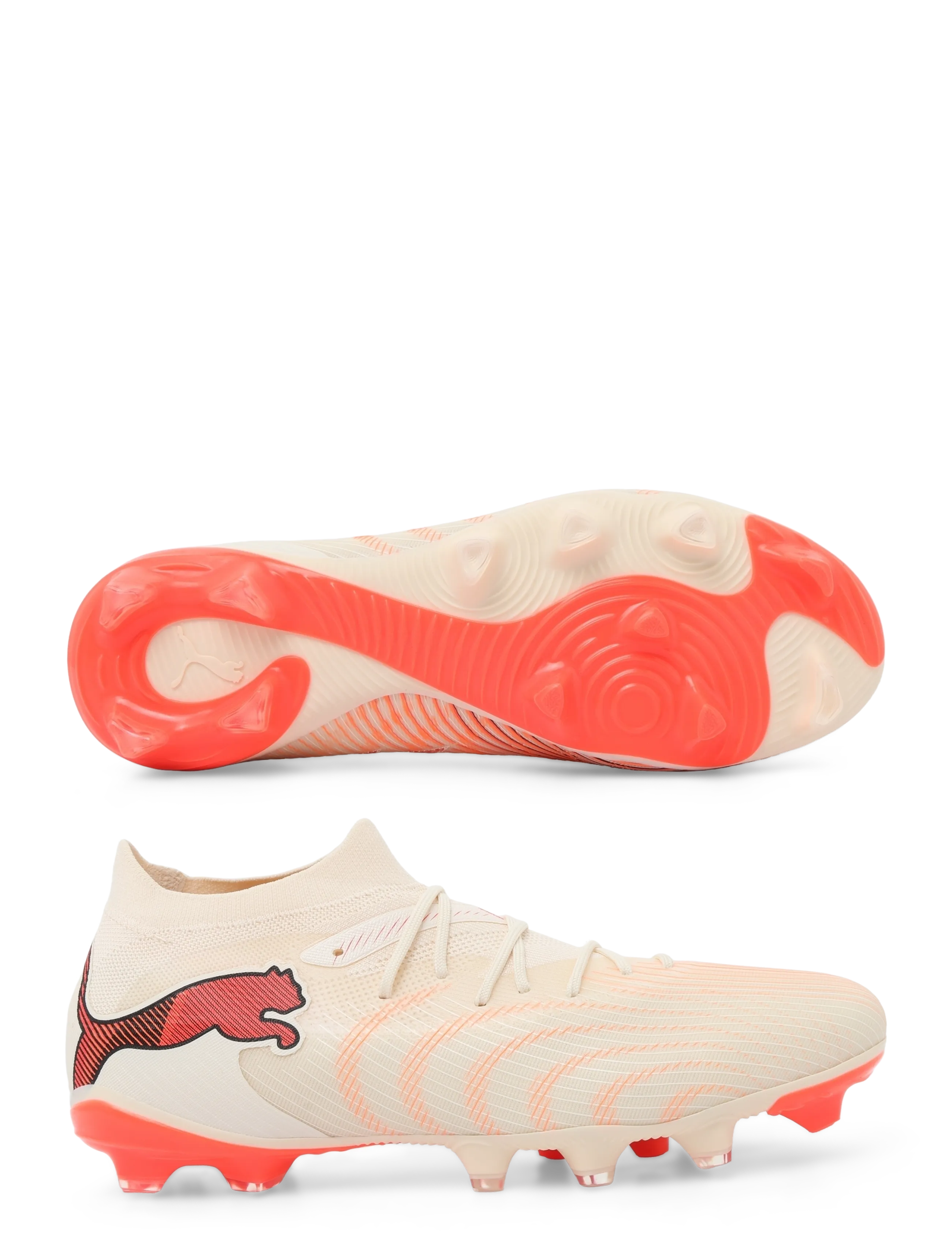 PUMA FUTURE 9 MATCH FG/AG - Fußballstiefel - SUGARED ALMOND-PUMA WHITE-ULTRA RED-PUMA BLACK / cream