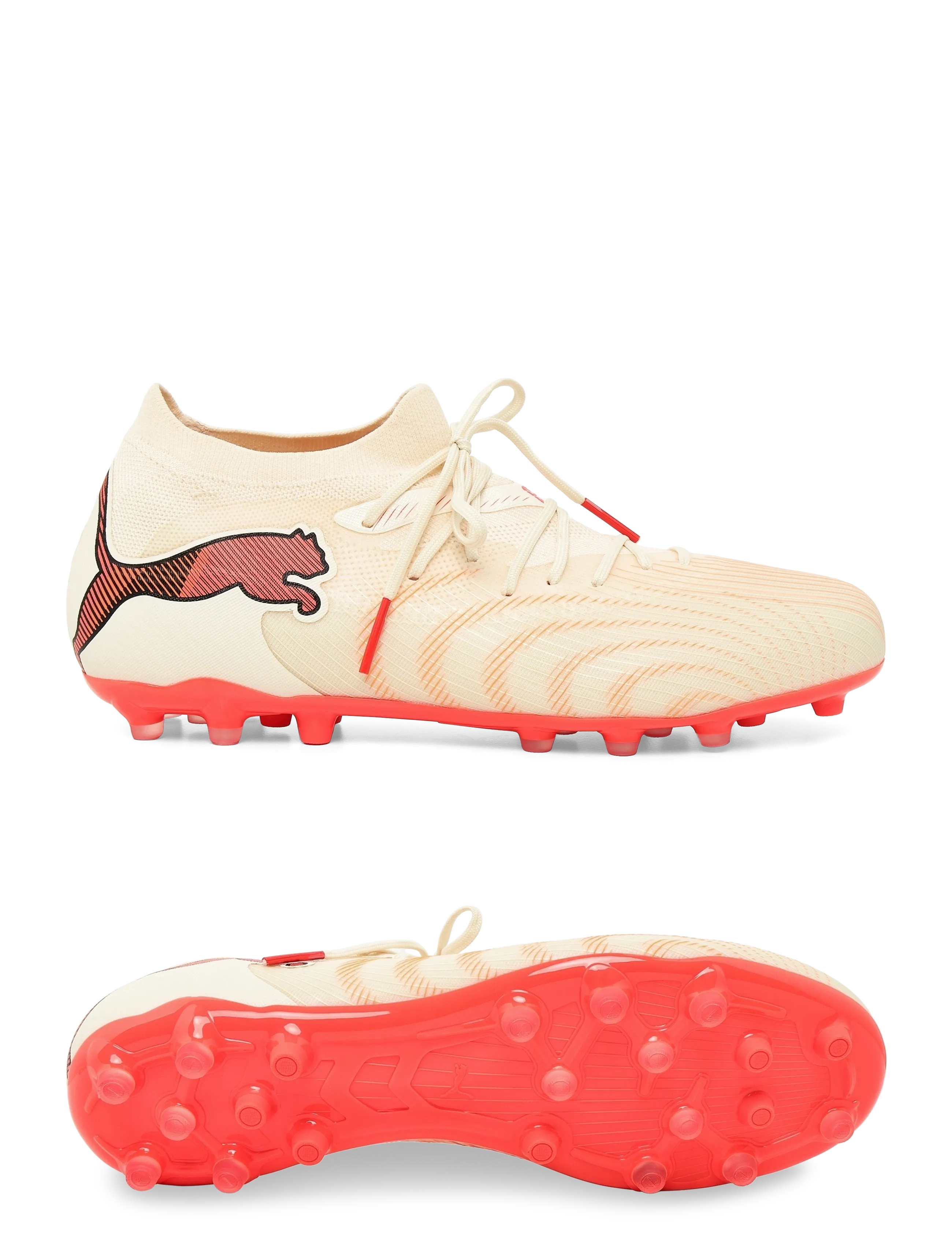 PUMA FUTURE 9 MATCH MG - Streetstyle - SUGARED ALMOND-PUMA WHITE-ULTRA RED-PUMA BLACK / cream