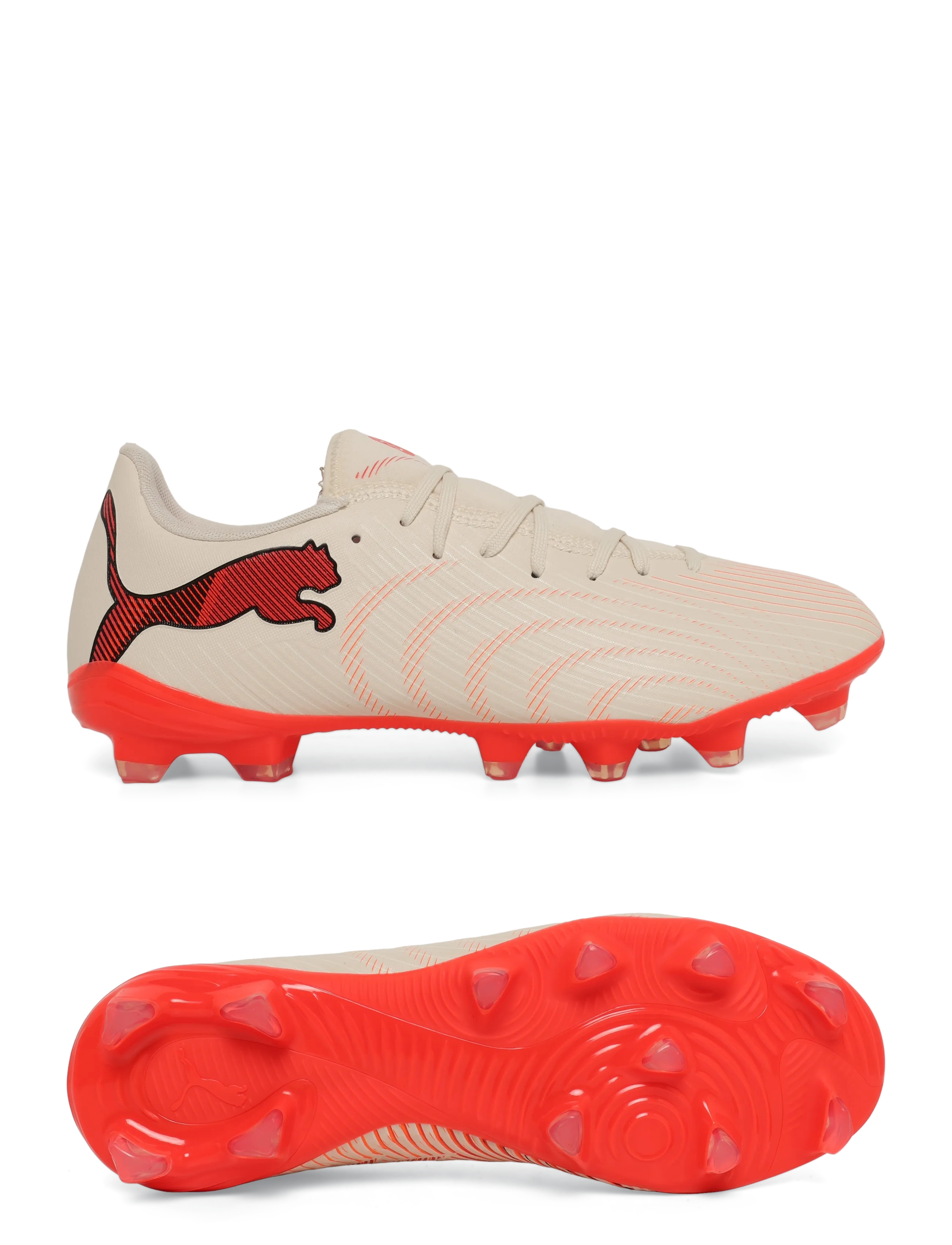 PUMA FUTURE 9 PLAY FG/AG - Fußballstiefel - SUGARED ALMOND-PUMA WHITE-ULTRA RED-PUMA BLACK / cream