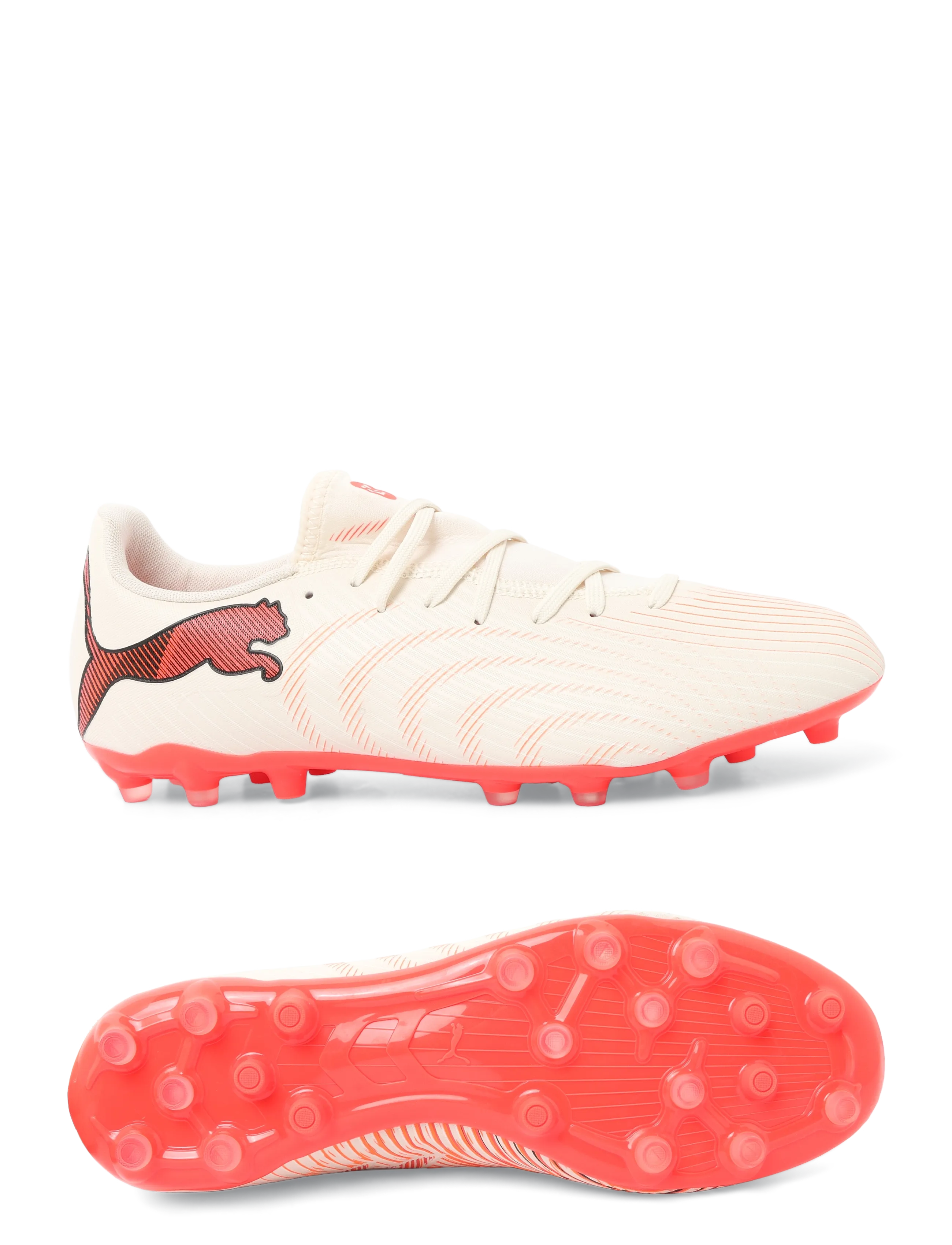 PUMA FUTURE 9 PLAY MG - Fußballstiefel - SUGARED ALMOND-PUMA WHITE-ULTRA RED-PUMA BLACK / cream