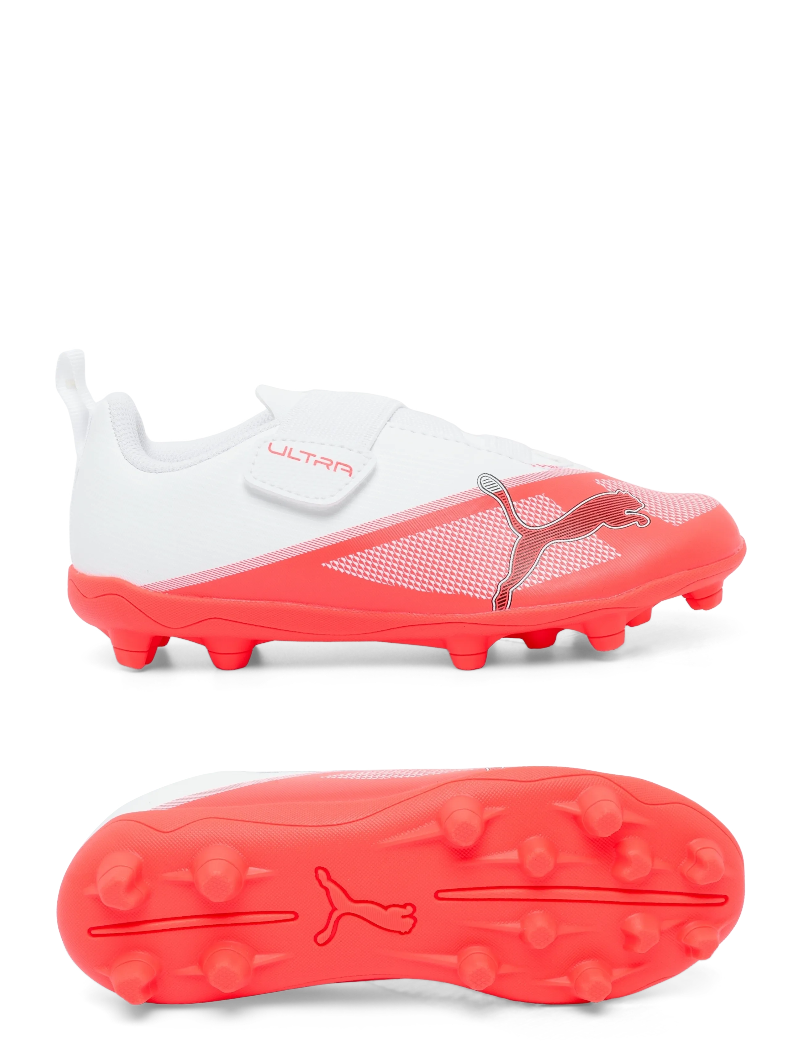 PUMA ULTRA 7 PLAY V FG/AG RB Jr - Fodbold - ULTRA RED-PUMA BLACK-PUMA WHITE / coral