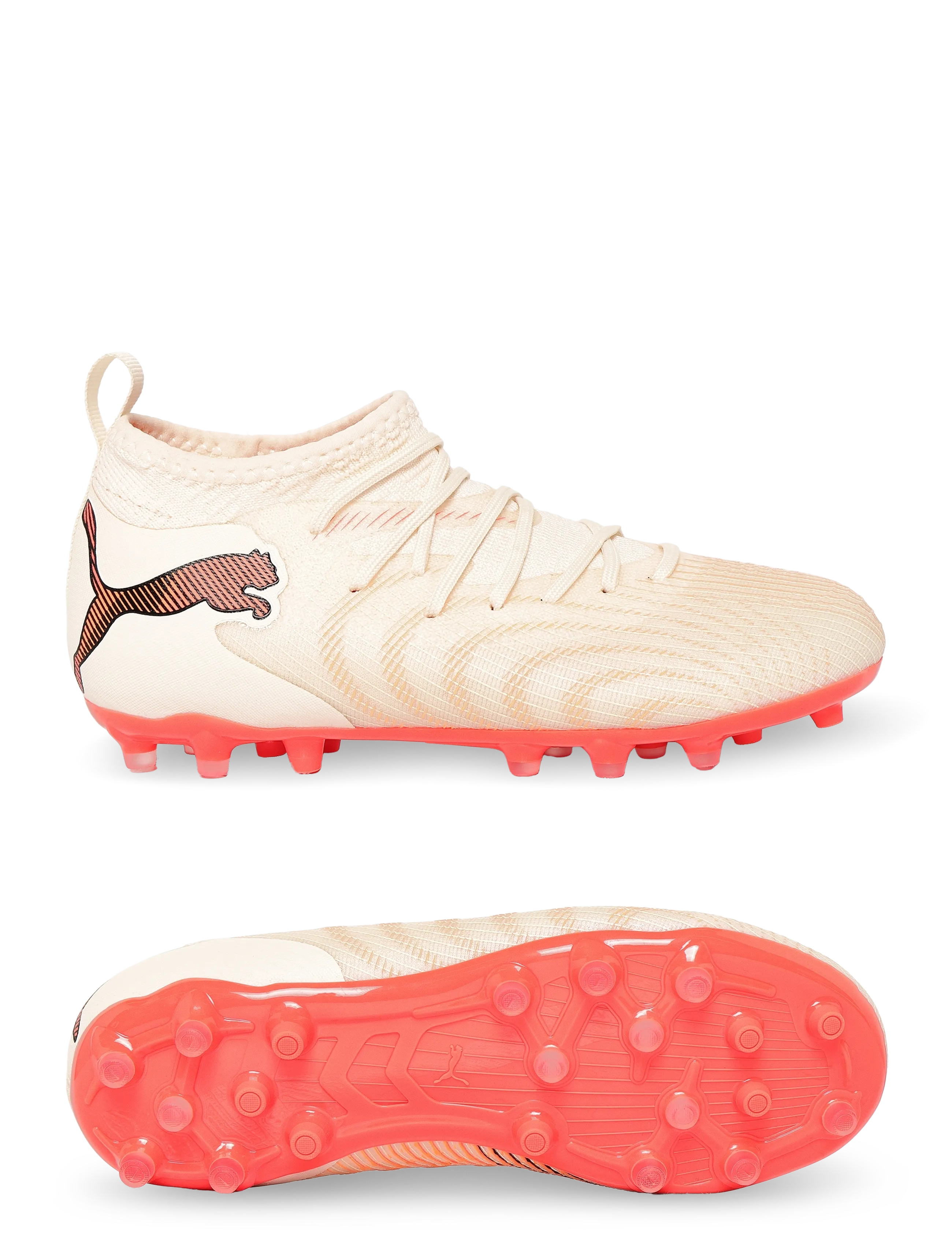 PUMA FUTURE 9 MATCH MG Jr - Fodbold - SUGARED ALMOND-PUMA WHITE-ULTRA RED-PUMA BLACK / cream