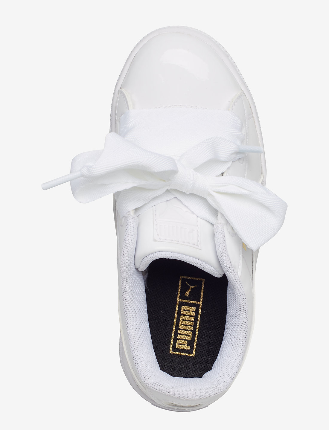 Puma basket top heart patent white