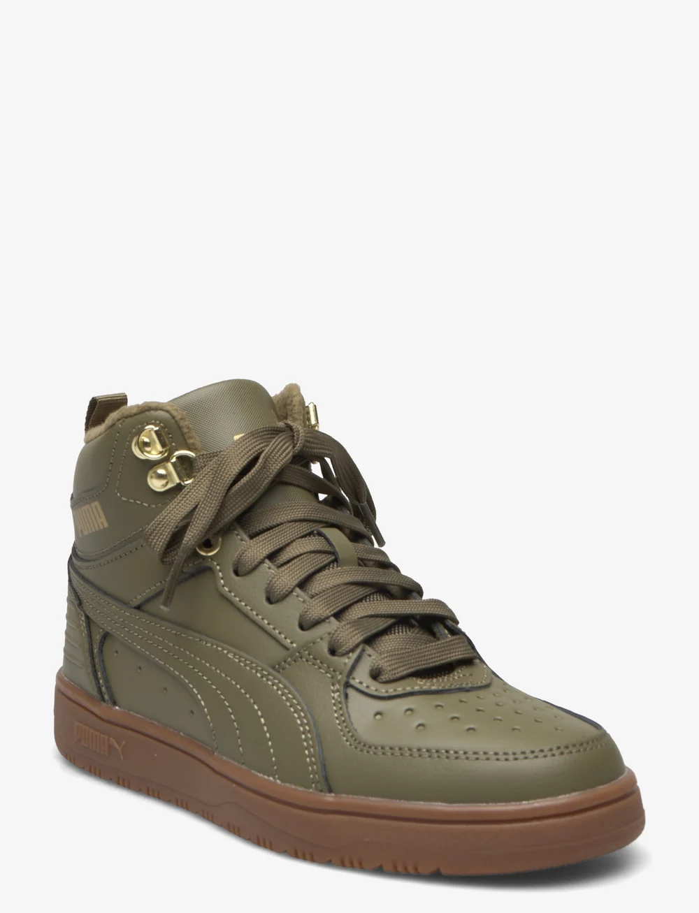 Gold high top top pumas