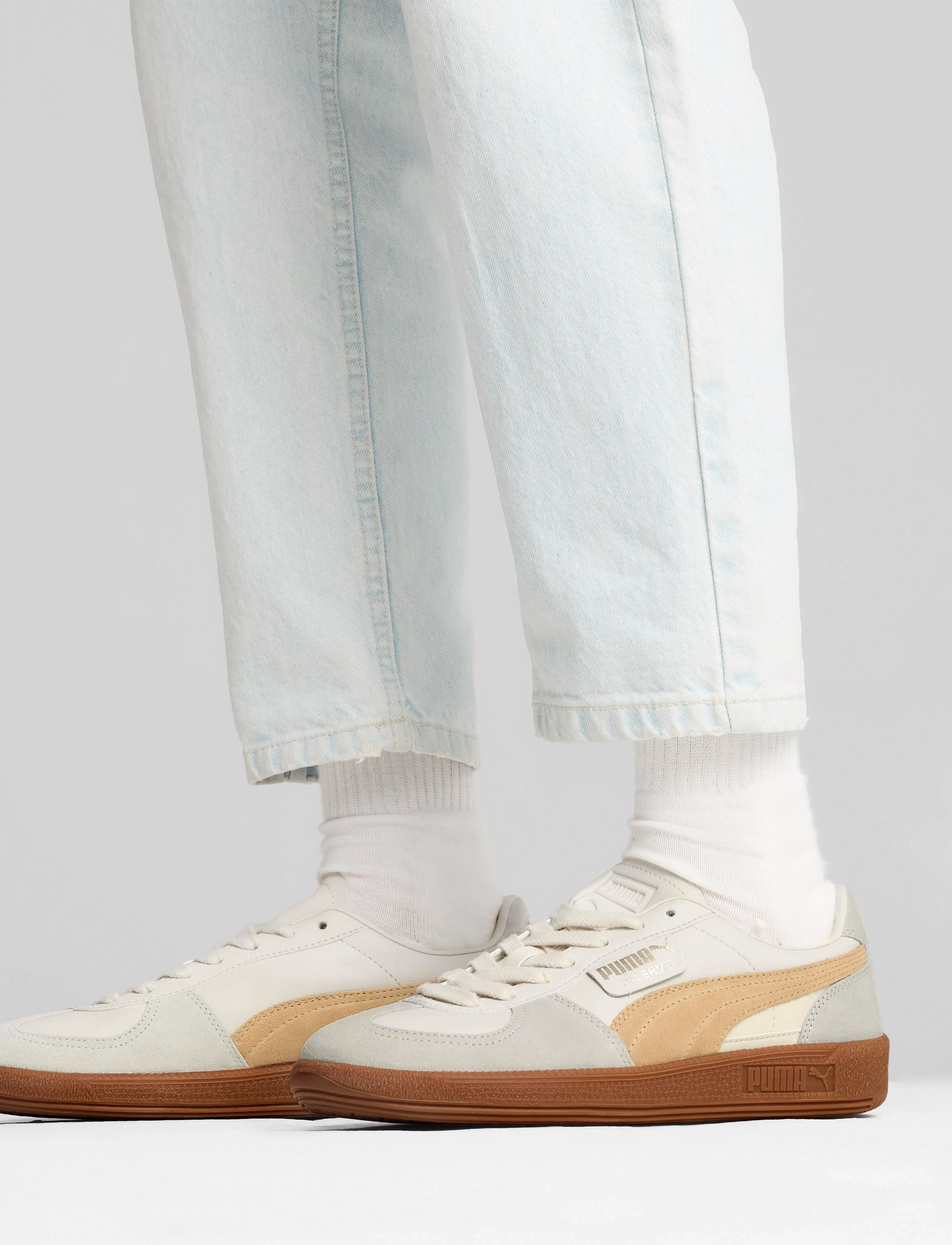 PUMA Palermo Lth - PUMA - ALPINE SNOW-DESERT DUST-GUM / beige