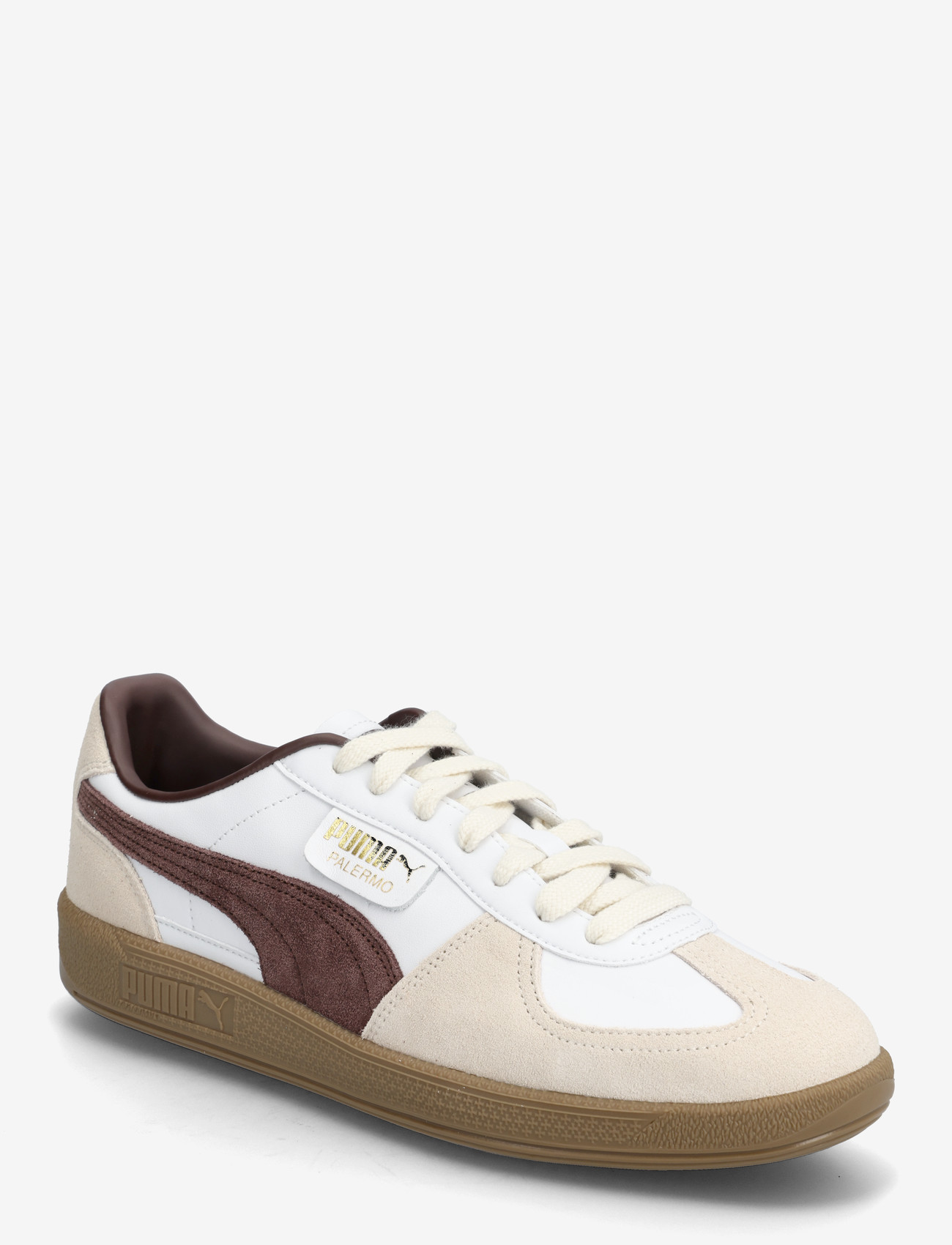 PUMA - Palermo Lth - lave sneakers - puma white-chocolate brown-gum - 0