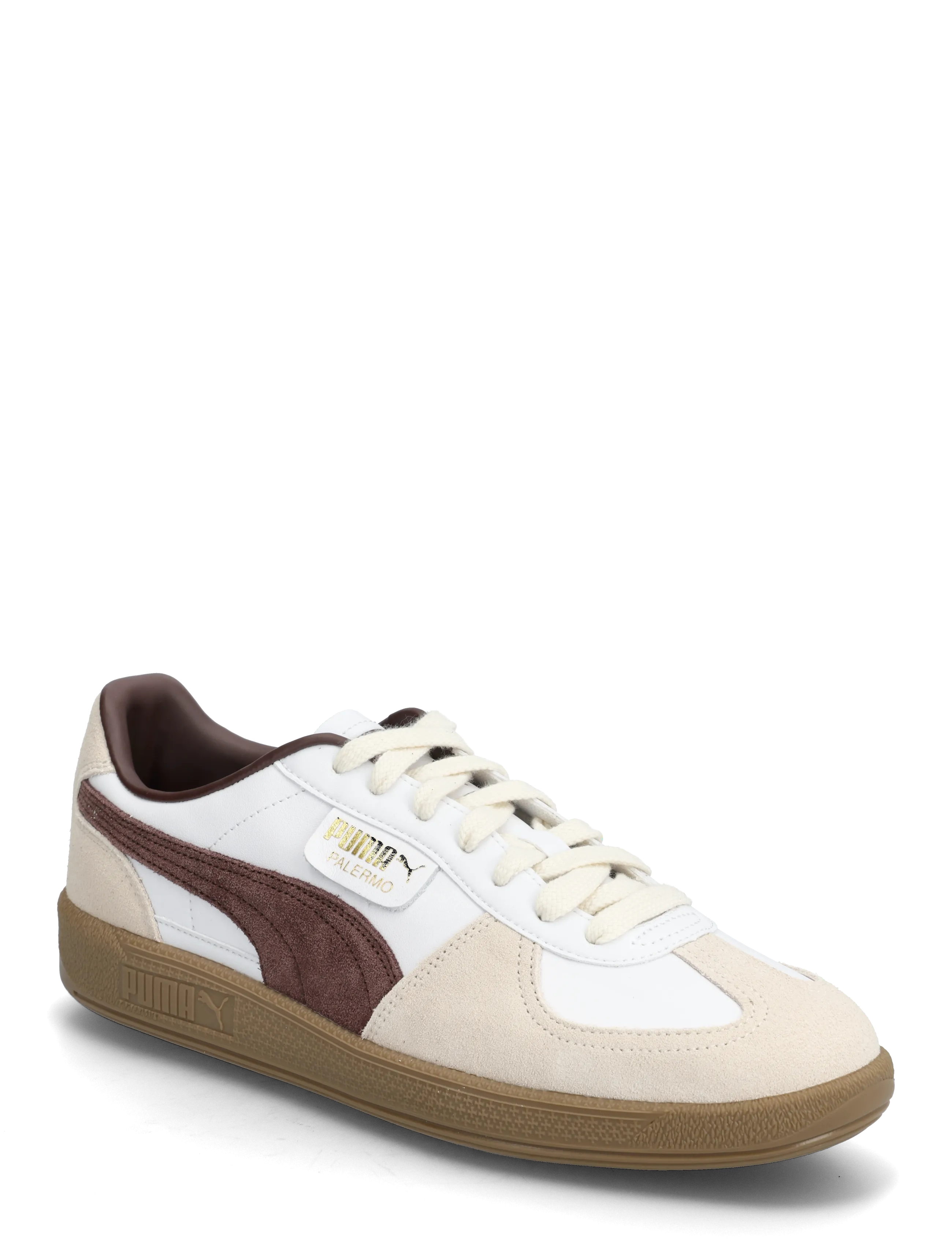 PUMA Palermo Lth - Sneakers - PUMA WHITE-CHOCOLATE BROWN-GUM / multi