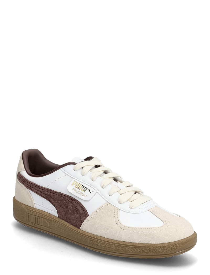 PUMA - Palermo Lth - lave sneakers - puma white-chocolate brown-gum - 0