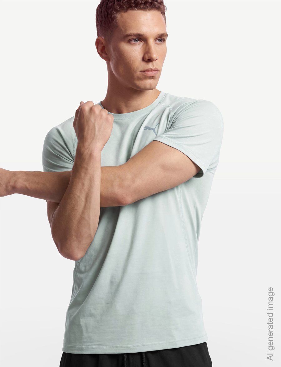 PUMA - M RUN VELOCITY TEE (TRI-BLEND) - t-shirts - creme de mint heather - 3