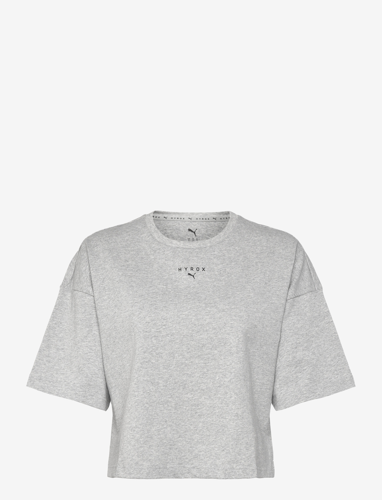 PUMA - W PUMA X HYROX CROPPED LIFESTYLE TEE - crop tops - light gray heather - 0