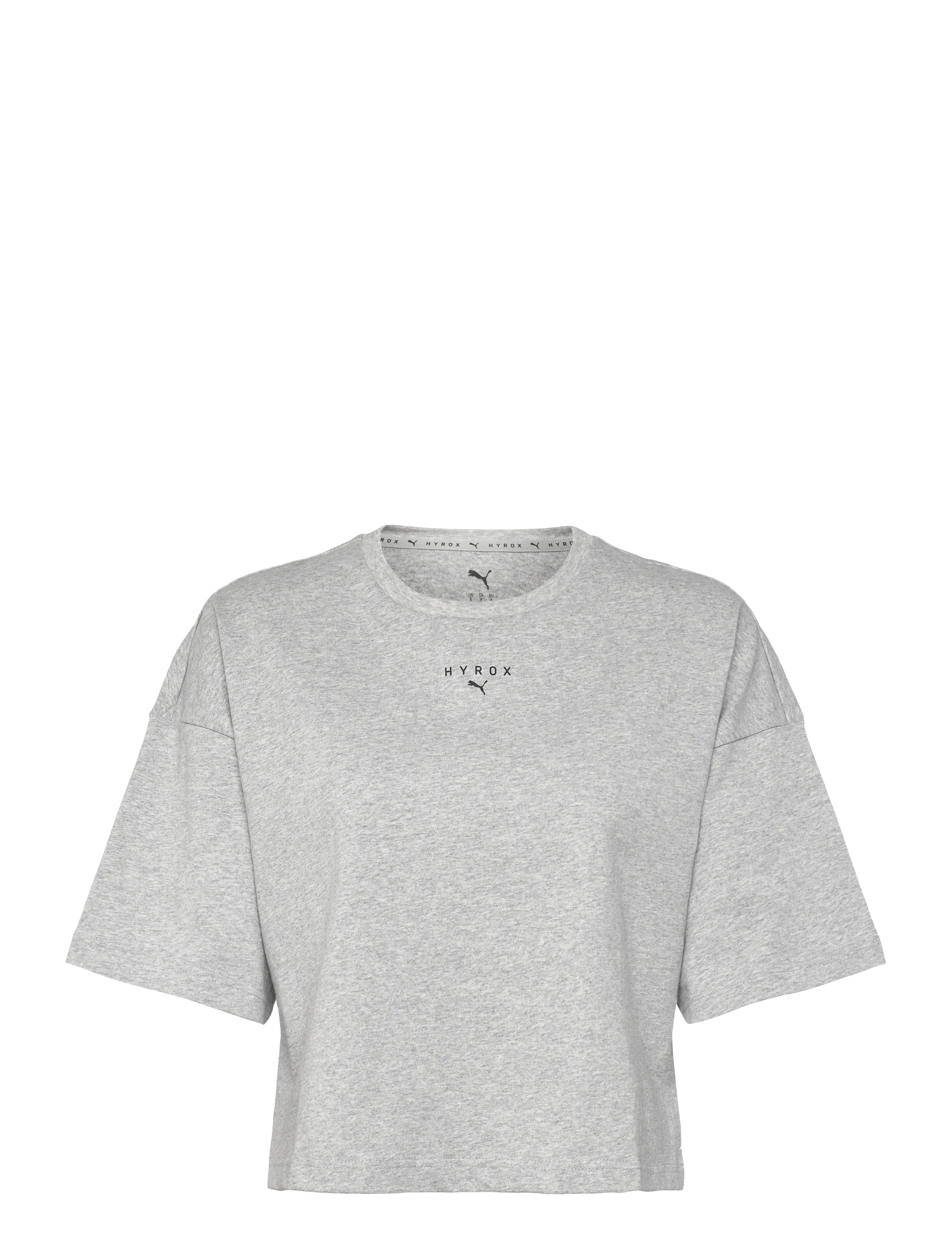 PUMA W PUMA X HYROX CROPPED LIFESTYLE TEE - New Arrivals - LIGHT GRAY HEATHER / grey