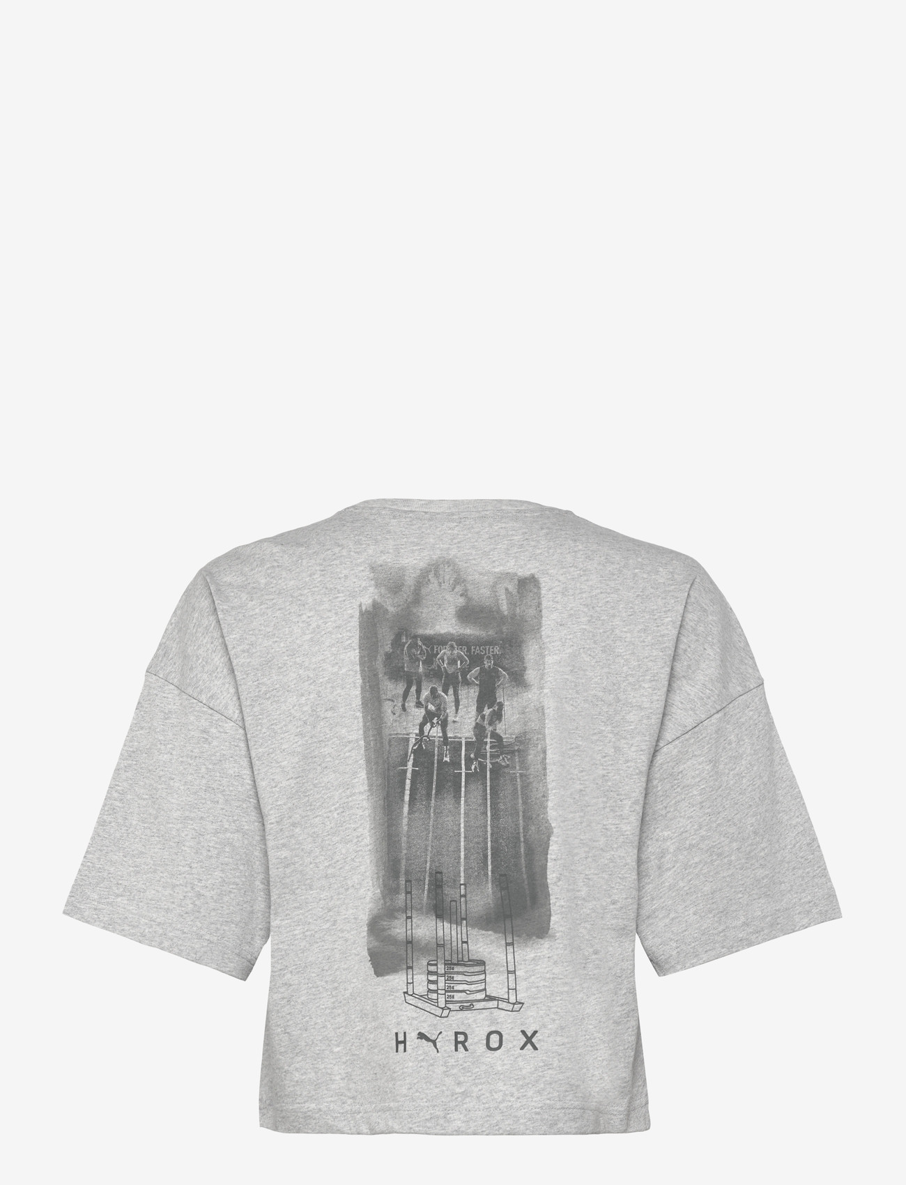 PUMA - W PUMA X HYROX CROPPED LIFESTYLE TEE - crop tops - light gray heather - 1