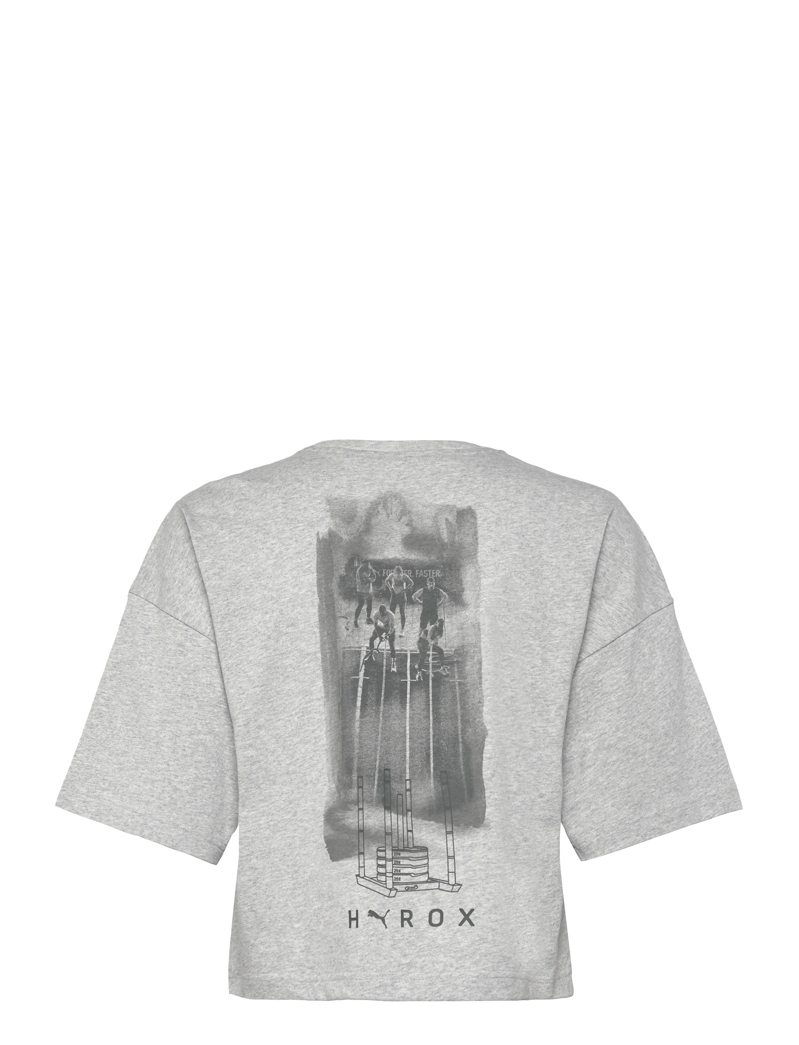 PUMA - W PUMA X HYROX CROPPED LIFESTYLE TEE - crop tops - light gray heather - 1