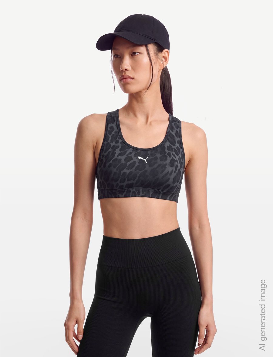 PUMA - 4KEEPS Bra - P - Spotted Haze - MID - spordi-rinnahoidjad - puma black - 3